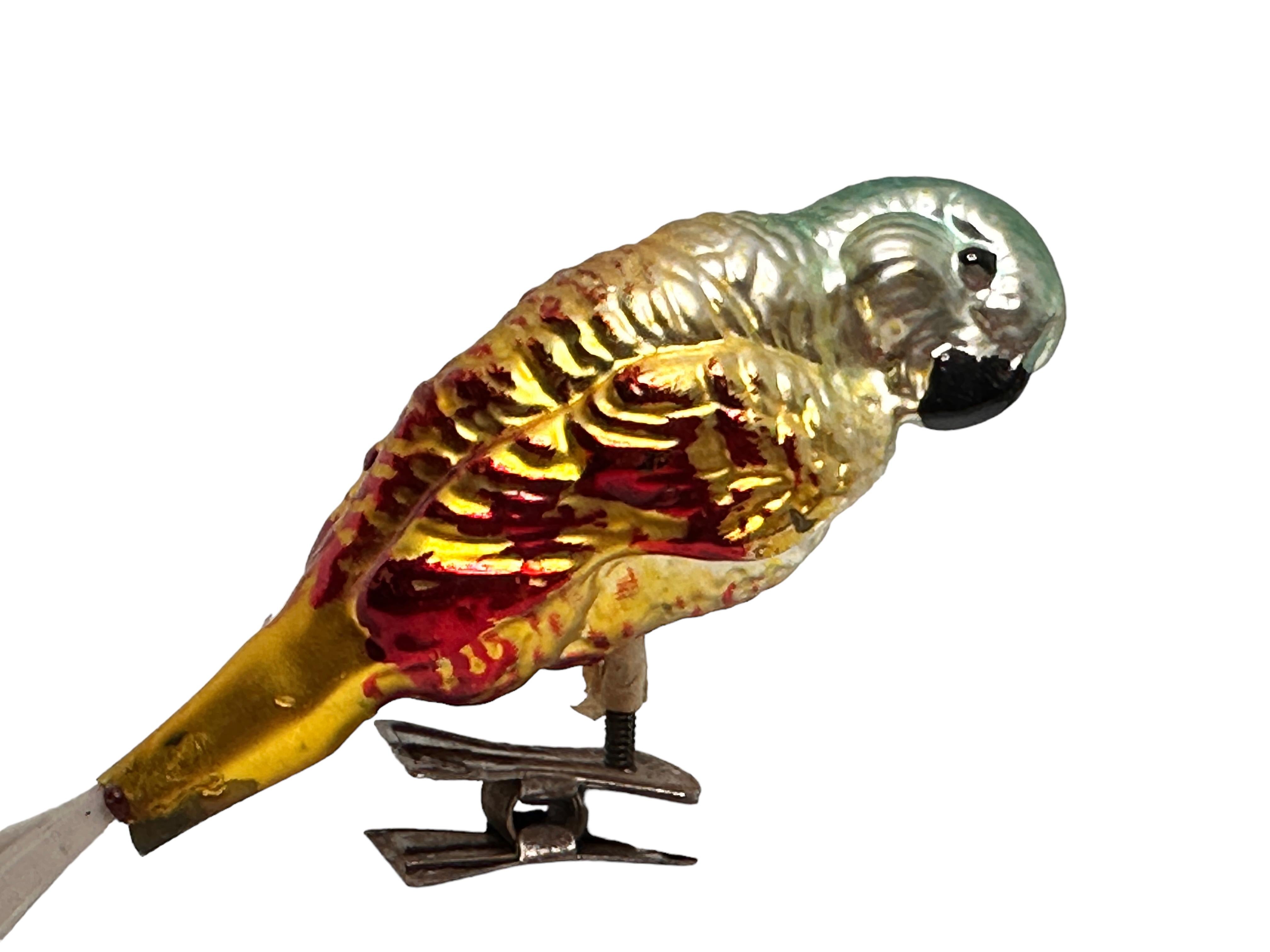 Mercury Glass Two Bird Christmas Tree Clip-On Ornament, Vintage, German, 1920s In Good Condition For Sale In Nuernberg, DE