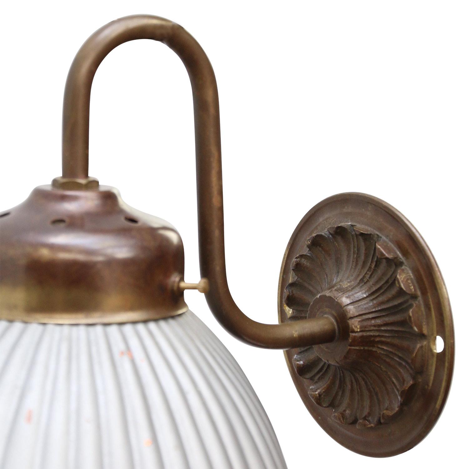 Mid-20th Century Mercury Glass Vintage Industrial Brass and Cast Iron Wall Scone Lamp by GAL