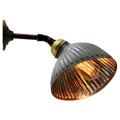 Mercury Glass Vintage Industrial Brass and Cast Iron Wall Scone Lamp