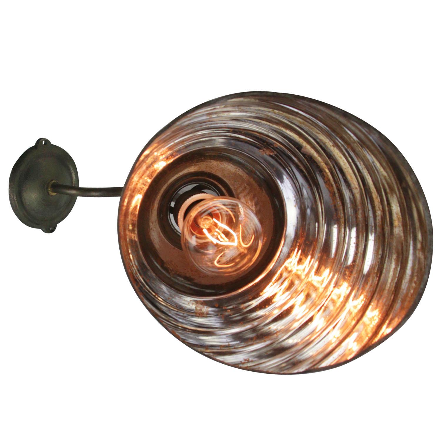 German Mercury Glass Vintage Industrial Scone Wall Lamp For Sale