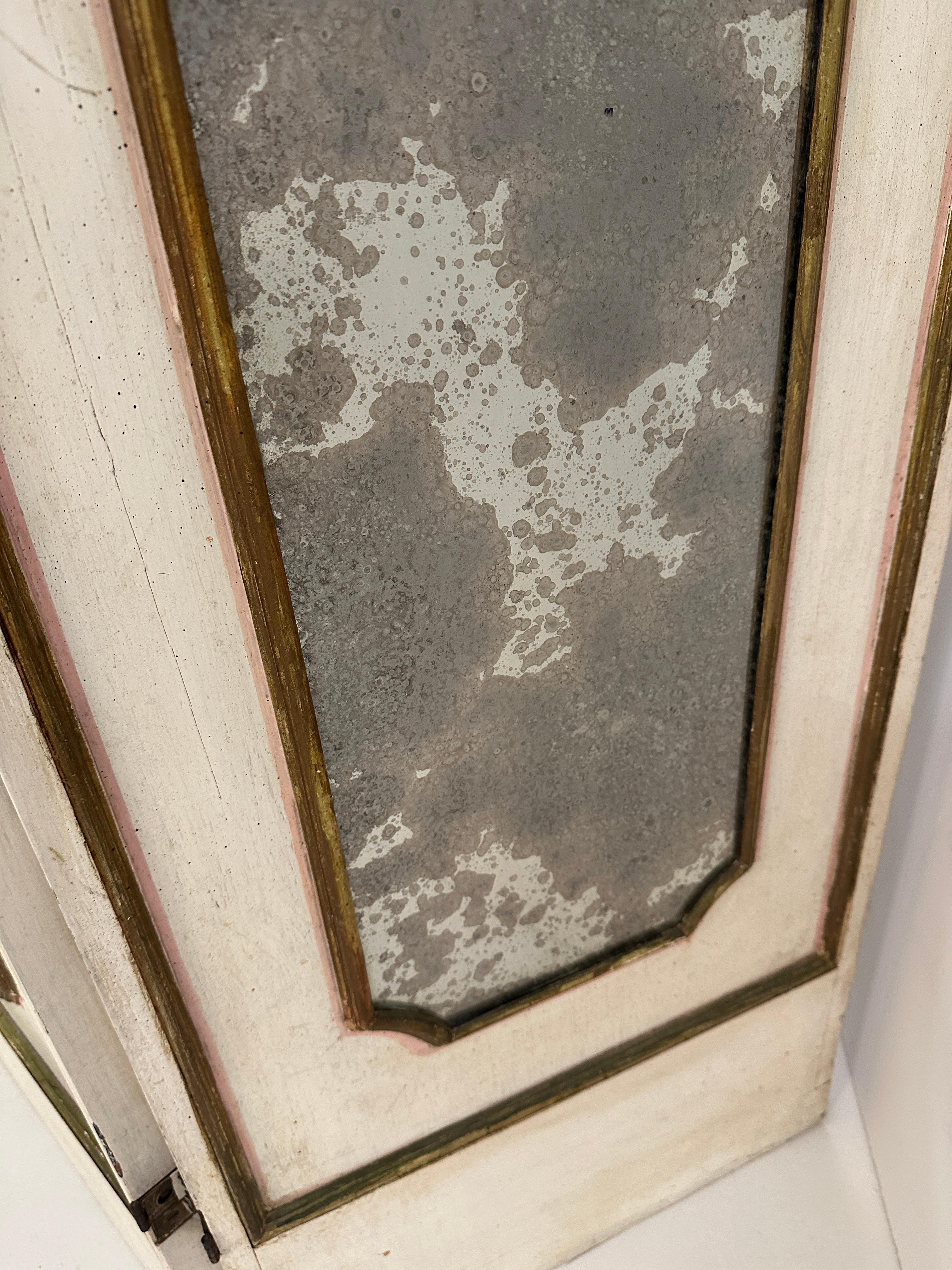 Mercury Mirrored Hollywood Regency 4-Panel Screen, Italy c 1950s 3
