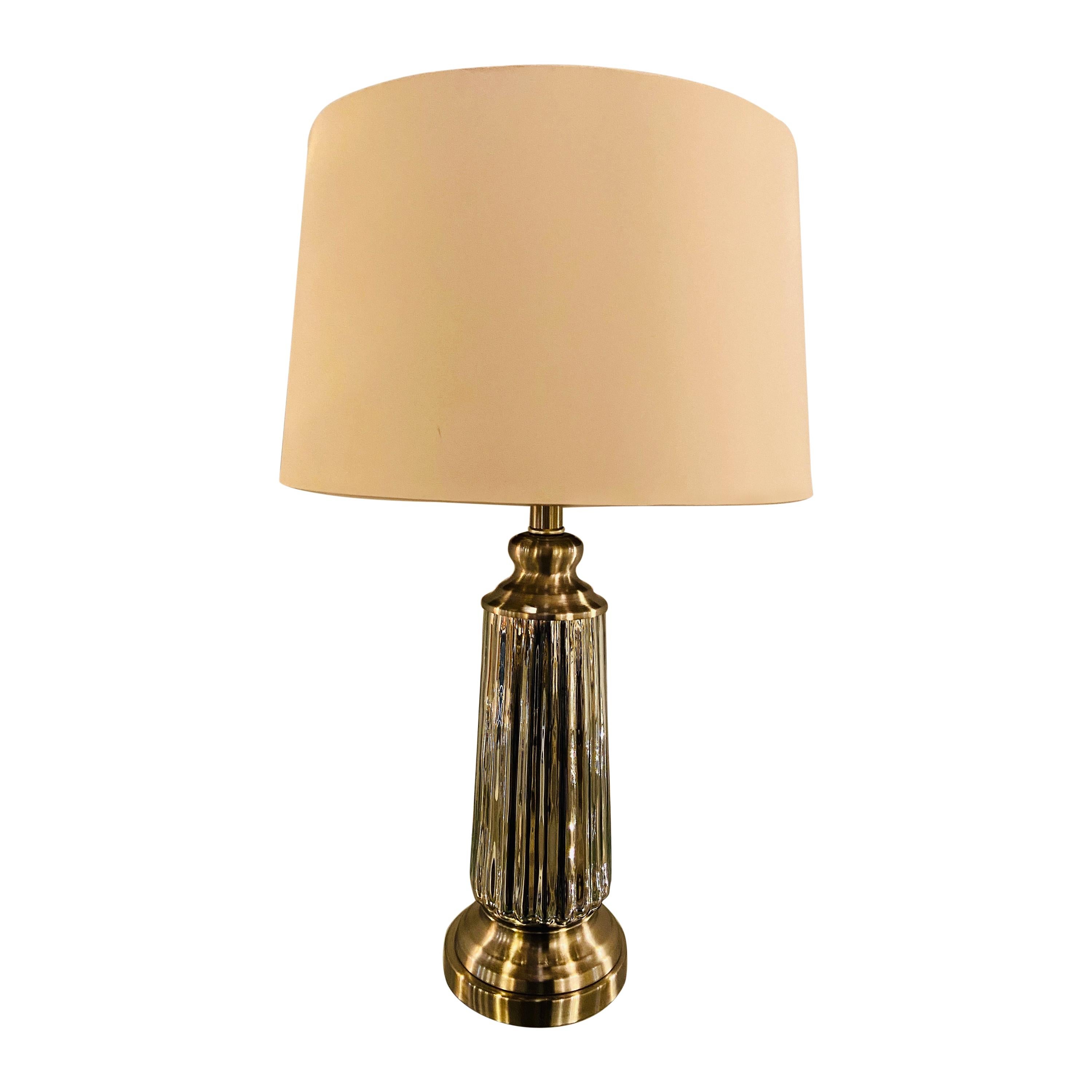 Mid Century Modern Style Table Lamp with Custom Shade For Sale