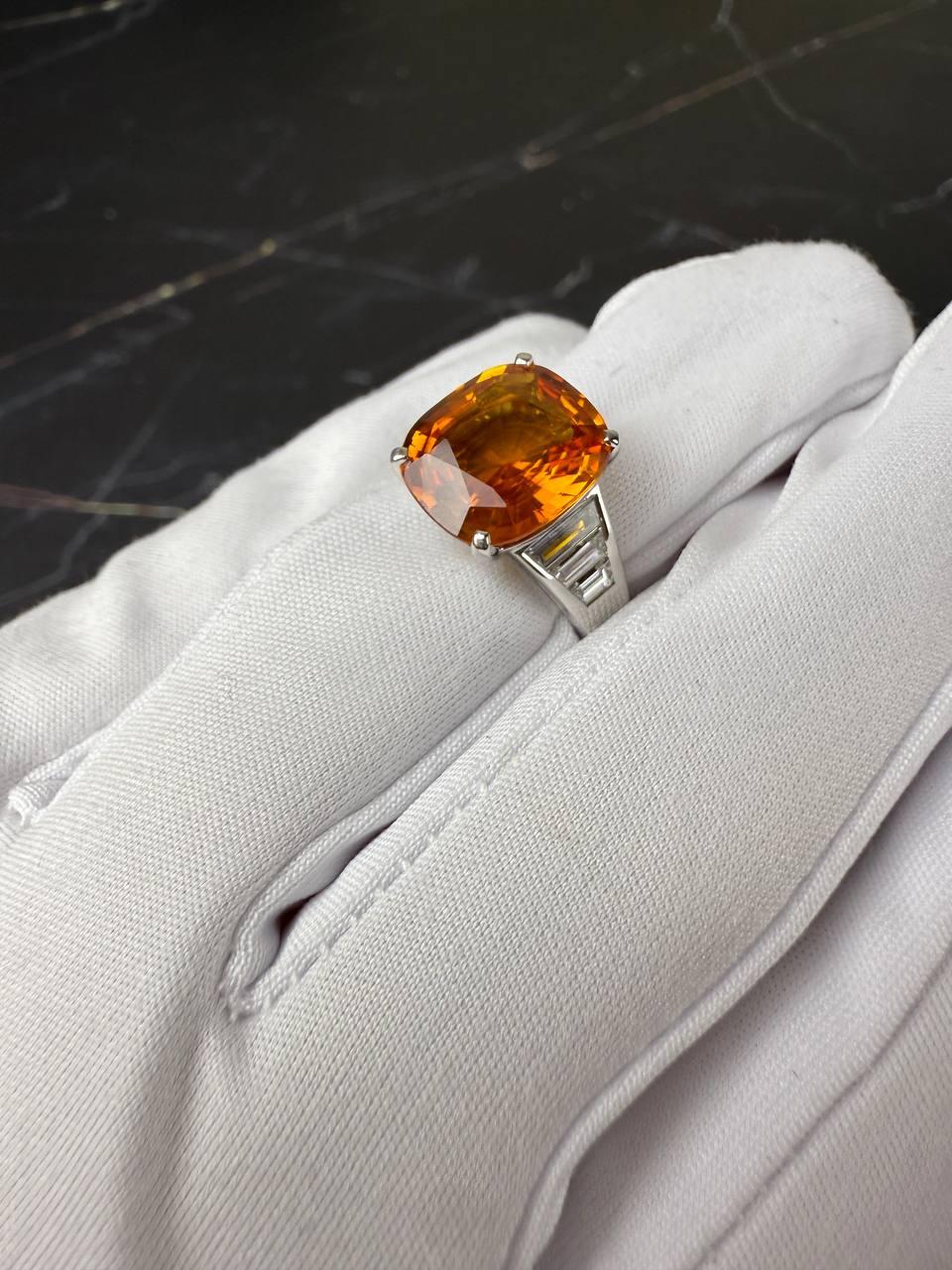 Anello Mercurio Zaffiro Naturale 6, 03 ct. Arancione vivido e giallastro in vendita 8