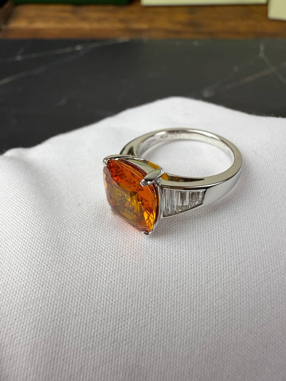 Anello Mercurio Zaffiro Naturale 6, 03 ct. Arancione vivido e giallastro in vendita 9