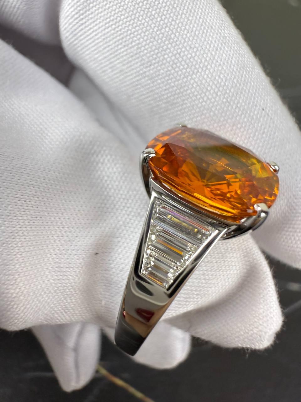 Anello Mercurio Zaffiro Naturale 6, 03 ct. Arancione vivido e giallastro in vendita 10