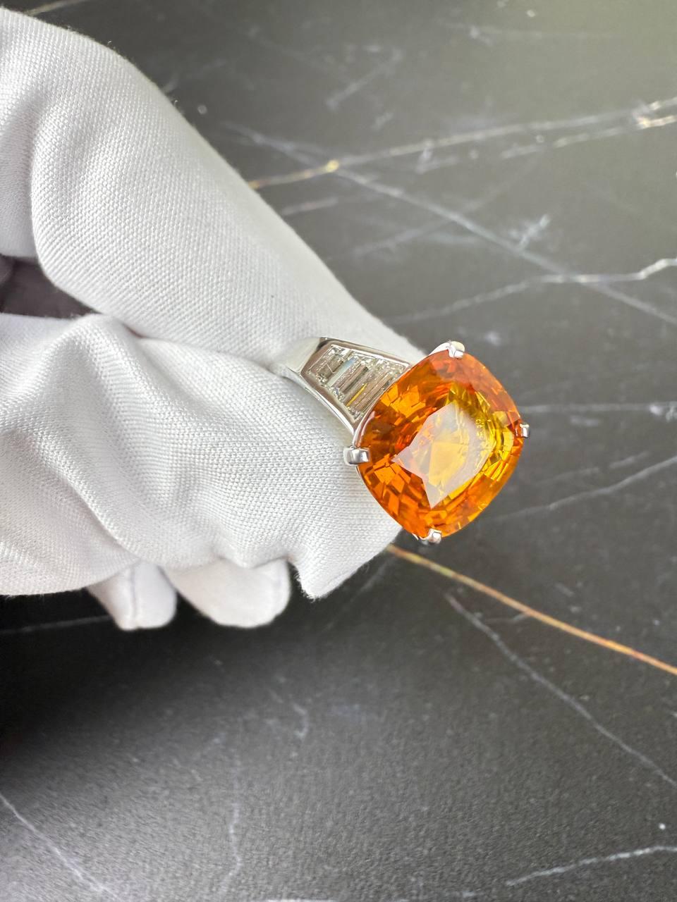 Anello Mercurio Zaffiro Naturale 6, 03 ct. Arancione vivido e giallastro In condizioni ottime in vendita a Berlin, DE