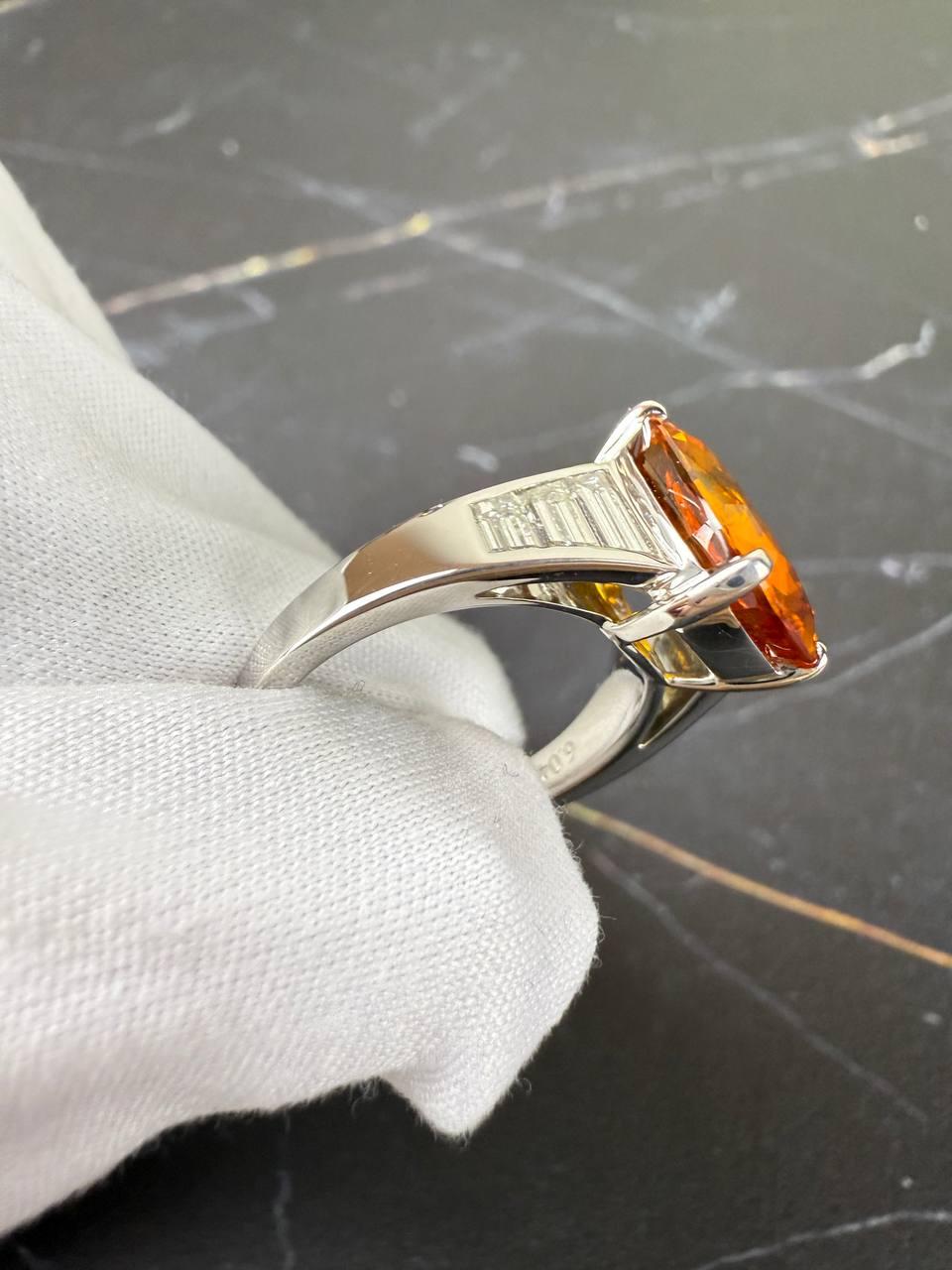 Donna Anello Mercurio Zaffiro Naturale 6, 03 ct. Arancione vivido e giallastro in vendita