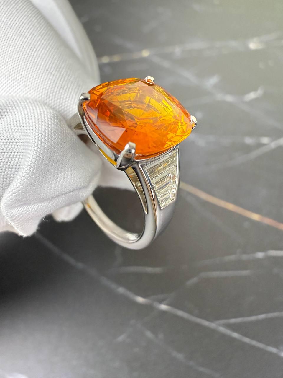 Anello Mercurio Zaffiro Naturale 6, 03 ct. Arancione vivido e giallastro in vendita 2