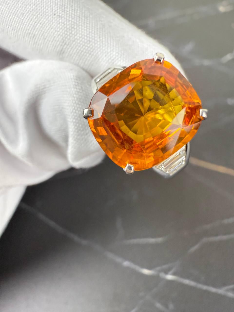 Anello Mercurio Zaffiro Naturale 6, 03 ct. Arancione vivido e giallastro in vendita 3