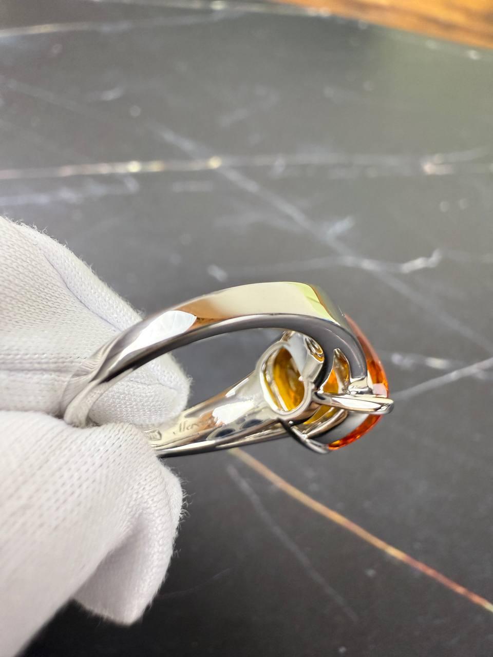 Anello Mercurio Zaffiro Naturale 6, 03 ct. Arancione vivido e giallastro in vendita 5
