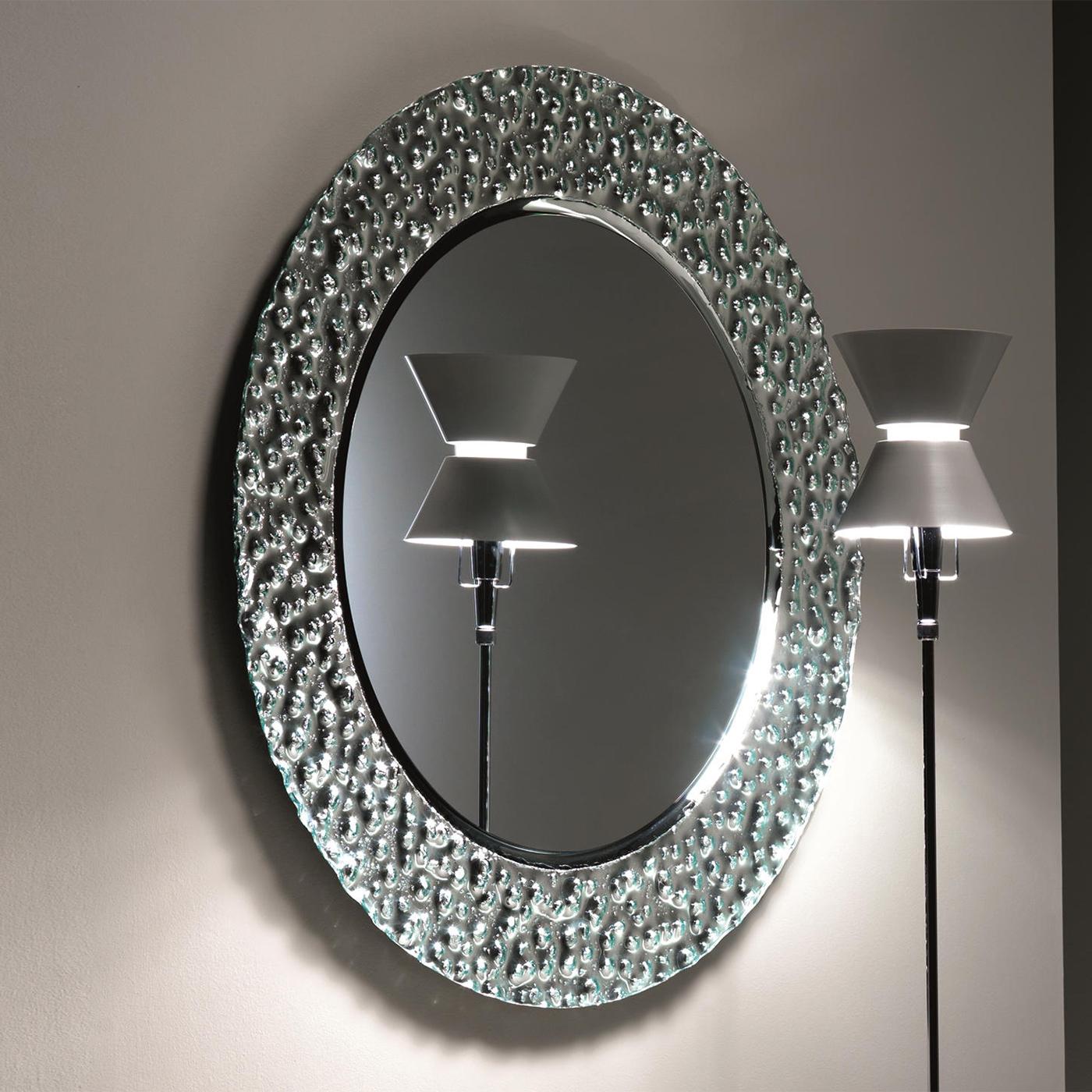 Hand-Crafted Mercury Round Mirror For Sale