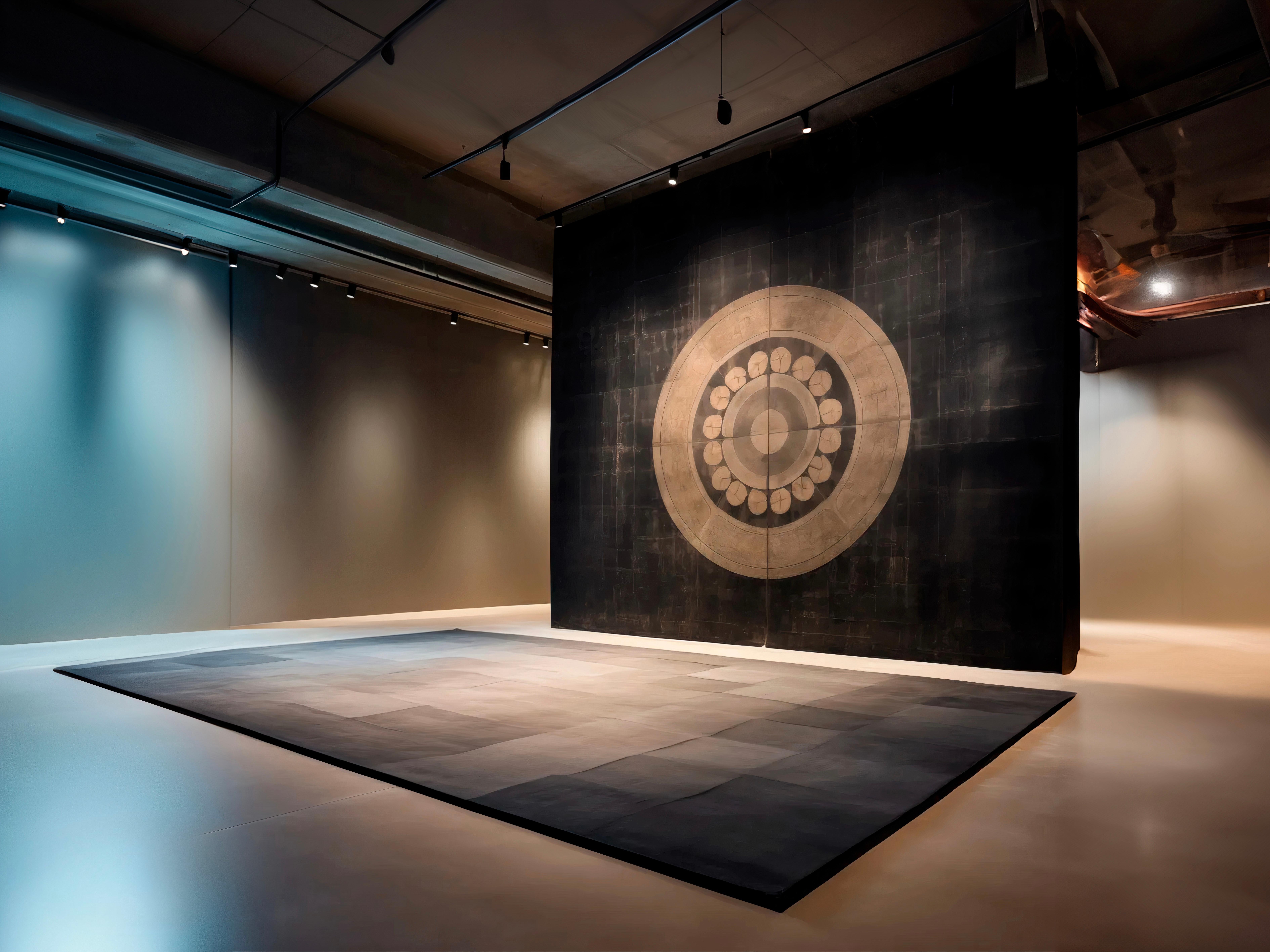 The Mercury Rug embodies celestial elegance, drawing inspiration from planetary orbits and cosmic geometry. Its striking circular motif, layered with intricate textures and metallic tones, mirrors the ever-changing beauty of the solar system.