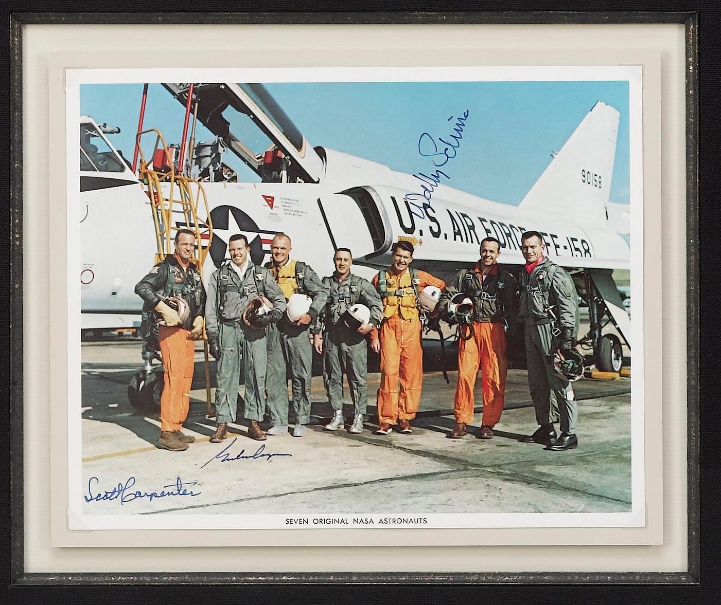 Mid-Century Modern Collage signé Shepard, Glenn, Carpenter, Cooper, Slayton, Schirra en vente