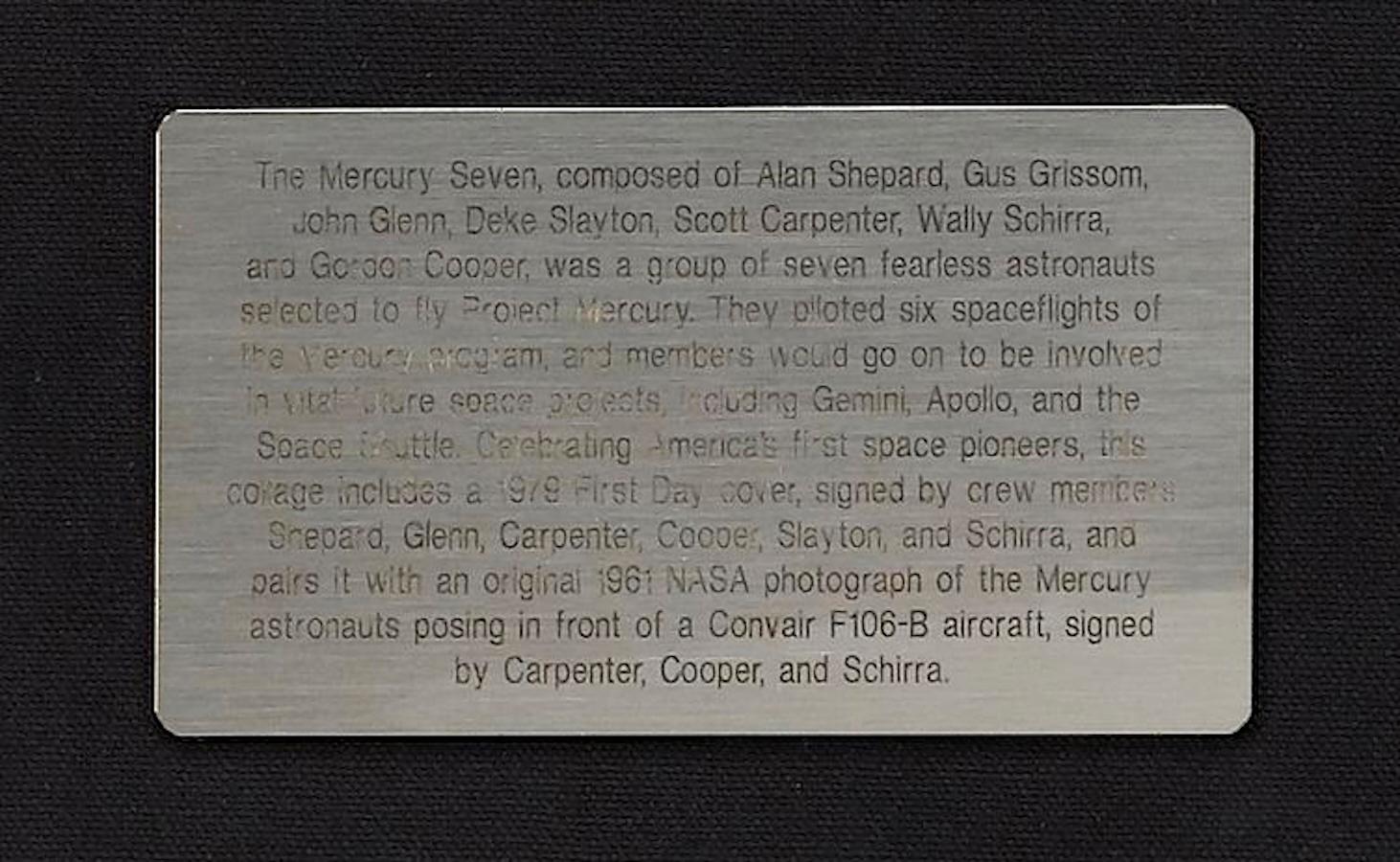 Américain Collage signé Shepard, Glenn, Carpenter, Cooper, Slayton, Schirra en vente