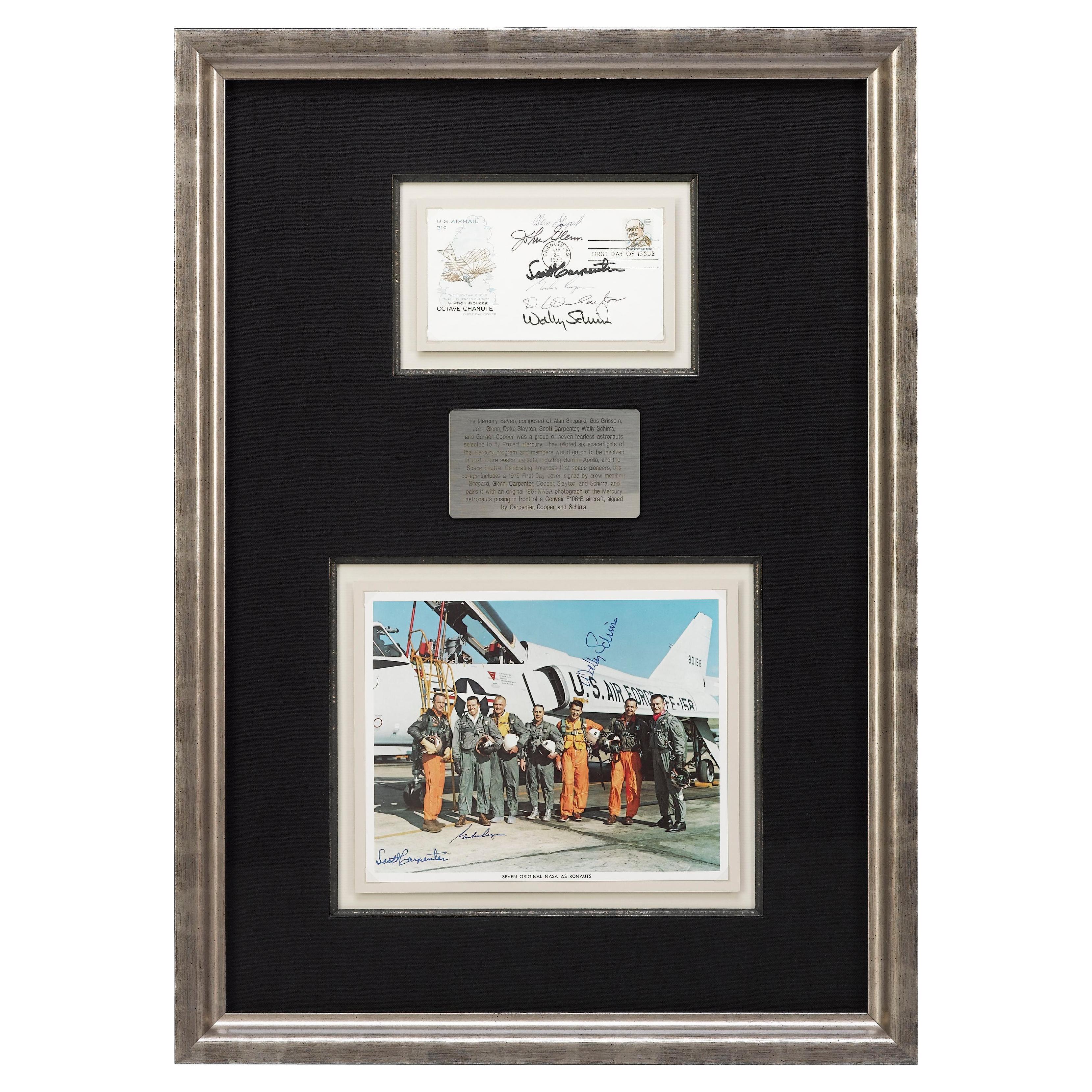 Mercury Seven Signed Collage Shepard, Glenn, Carpenter, Cooper, Slayton, Schirra