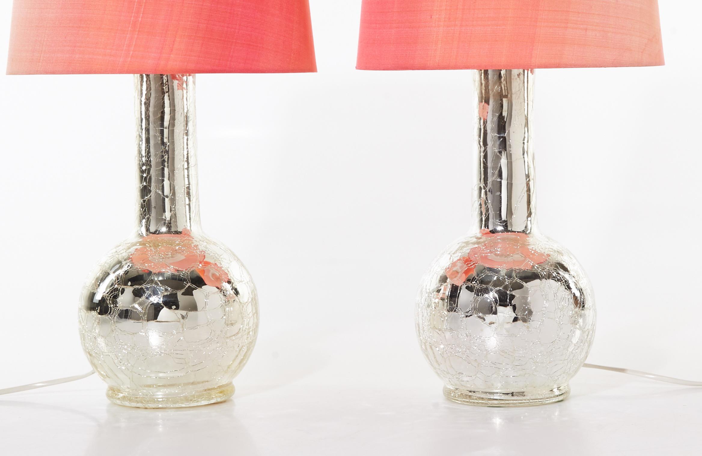 Mid-Century Modern Mercury Silver Crackle Pair of Table Lamps by Luxus, Sweden, 1970 For Sale