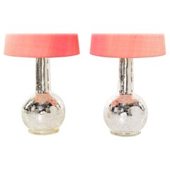 Mercury Silver Crackle Pair of Table Lamps by Luxus, Sweden, 1970