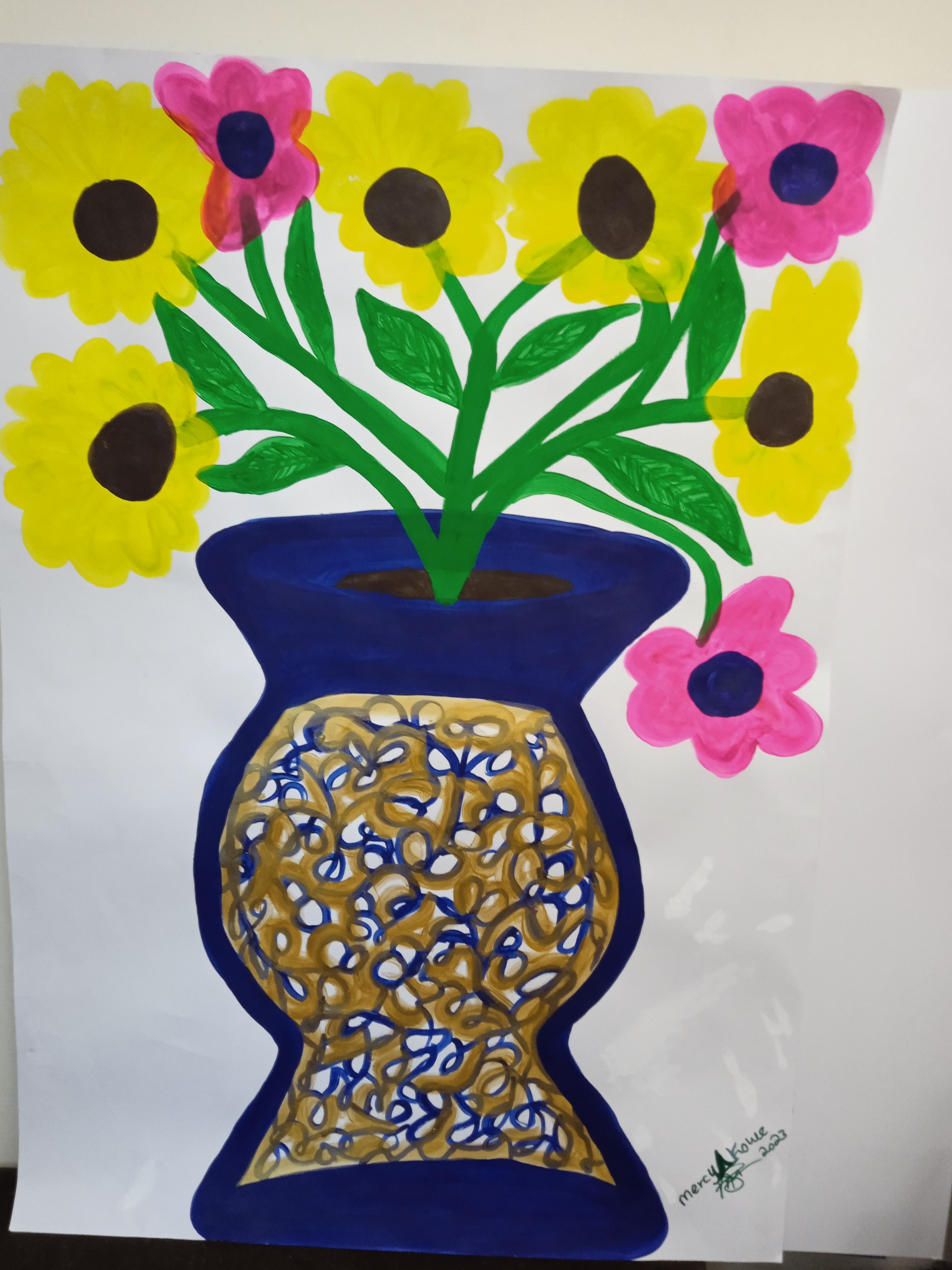 Flower vase  - Painting by Mercy akowe 