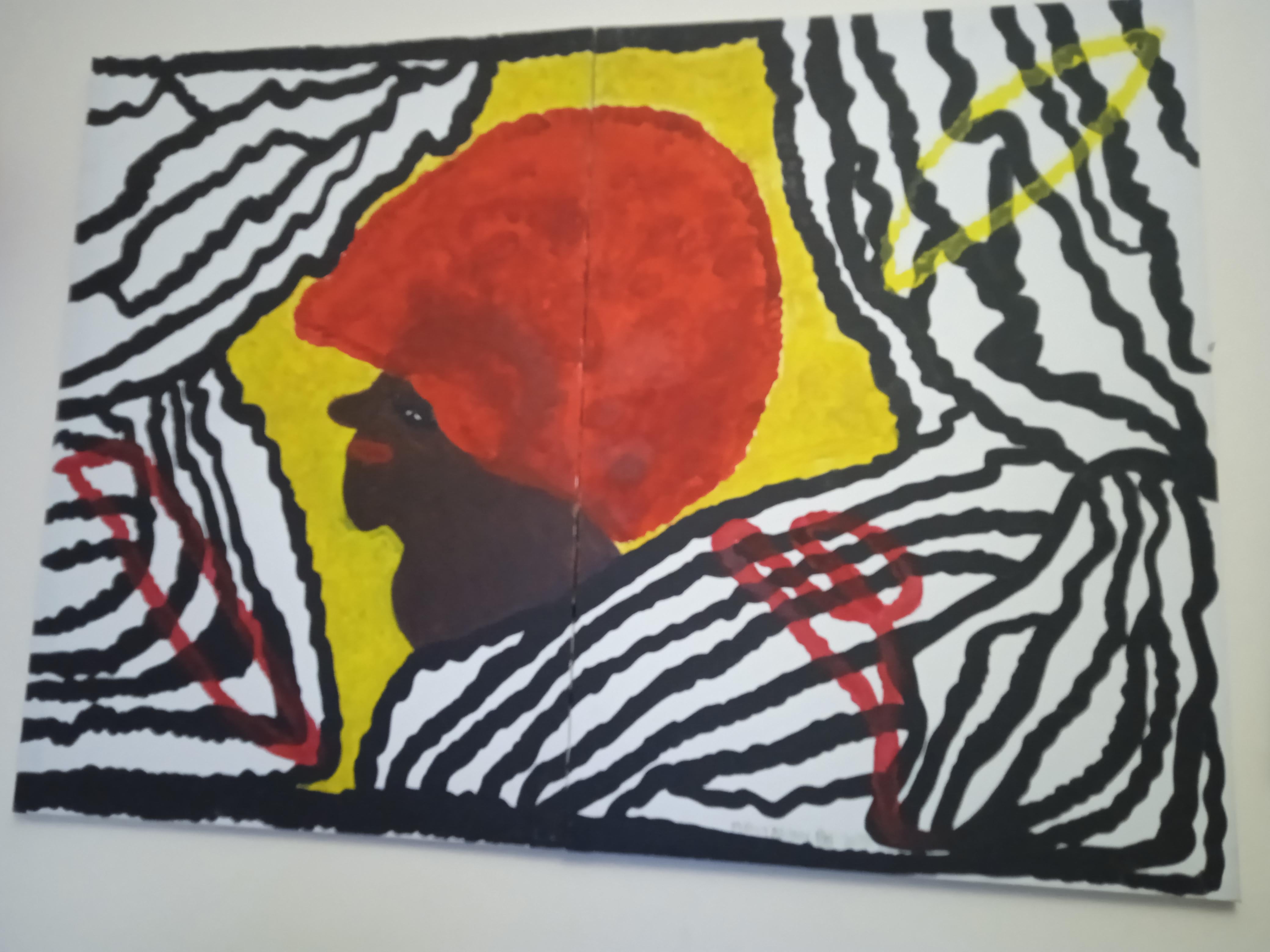 Mercy akowe  Abstract Painting - Zebra mind 