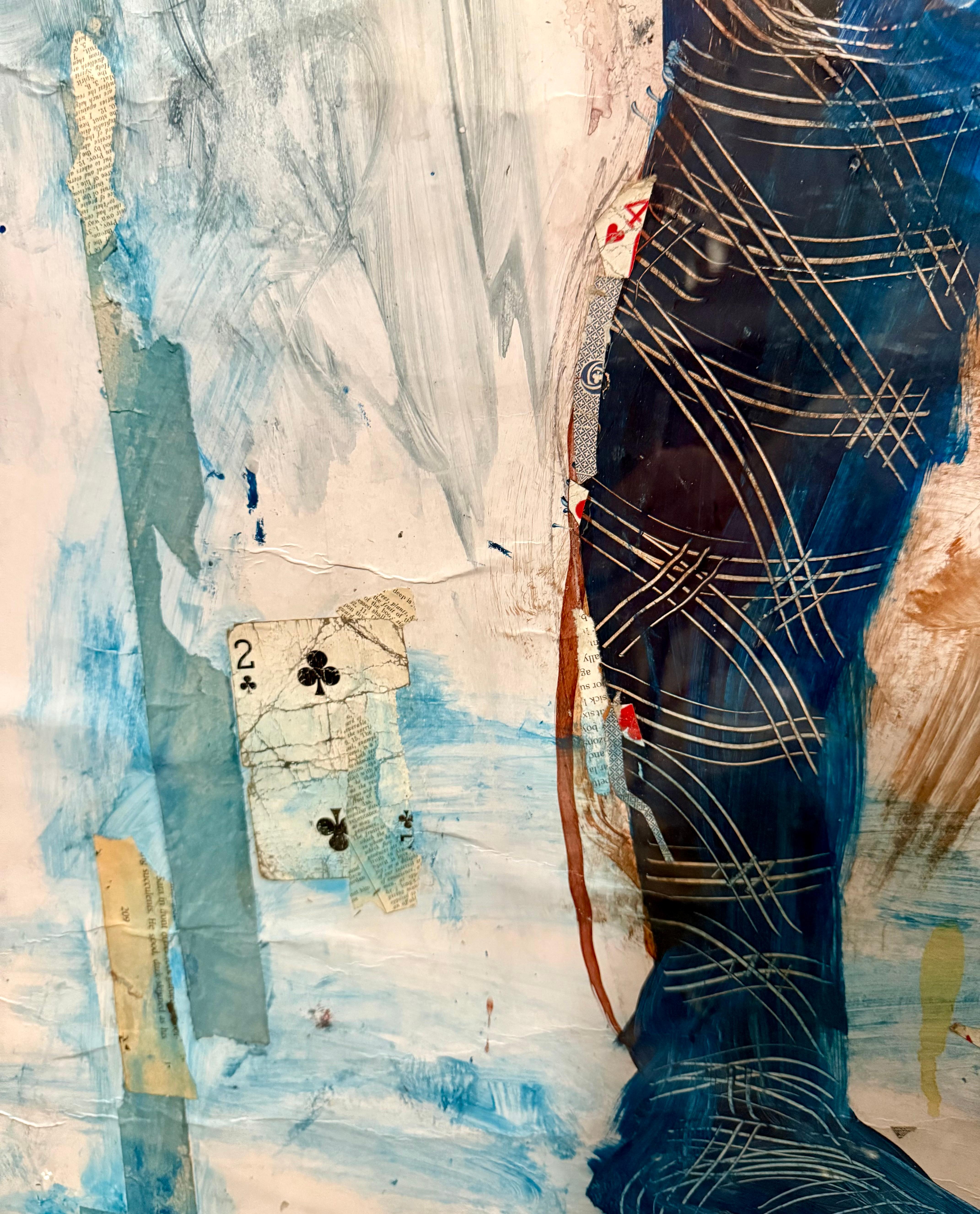 Gran Pintura Collage de Naipes Africanos Mercy Moyo Mujer Artista de Zimbabue en venta 9