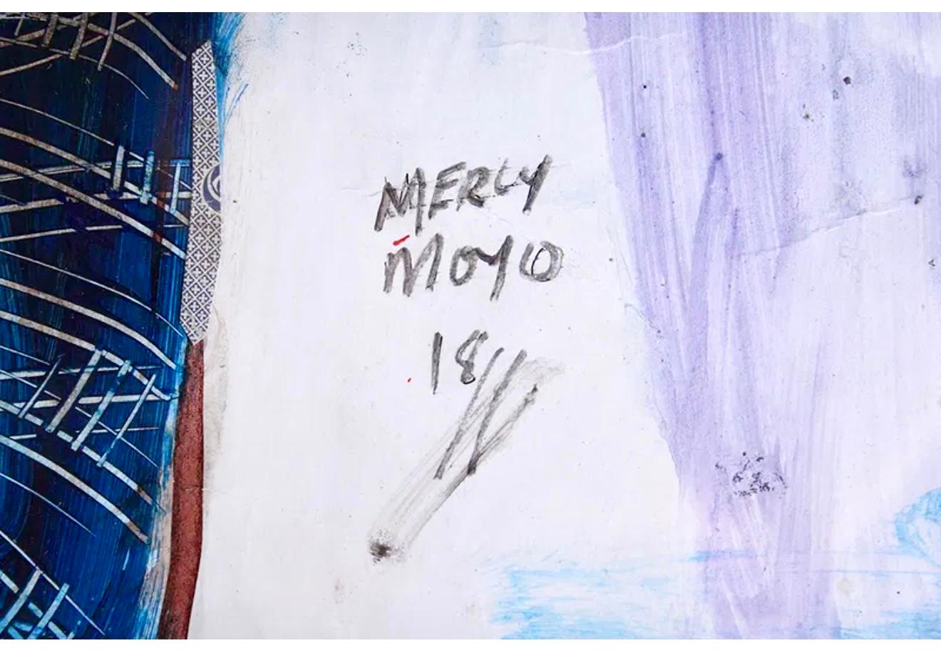 Gran Pintura Collage de Naipes Africanos Mercy Moyo Mujer Artista de Zimbabue en venta 1