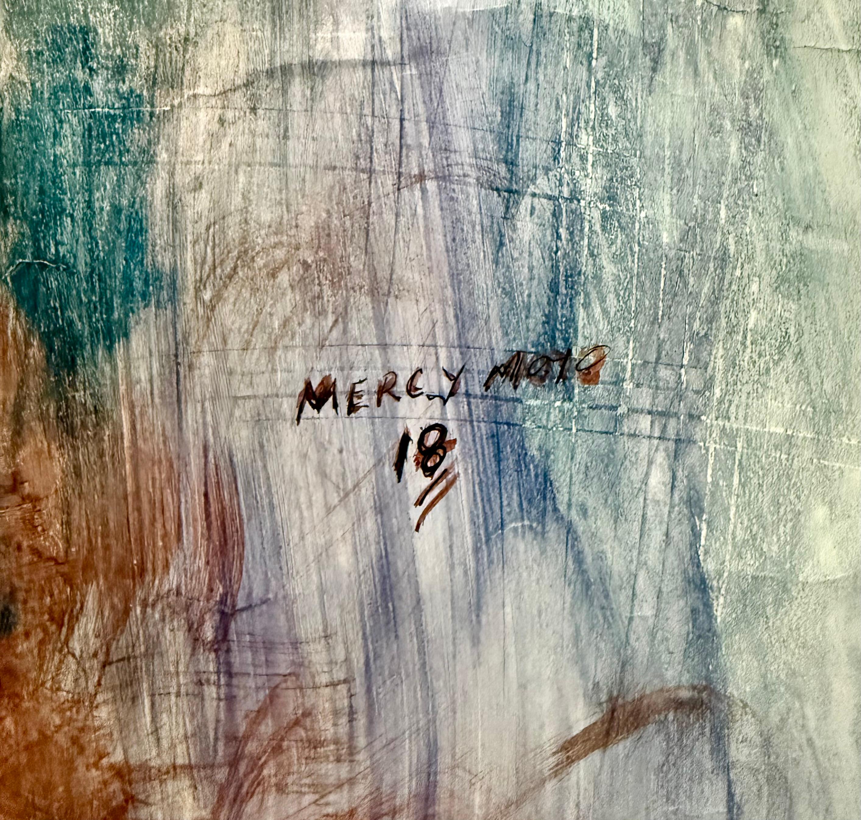 Gran Pintura Collage de Naipes Africanos Mercy Moyo Mujer Artista de Zimbabue en venta 6