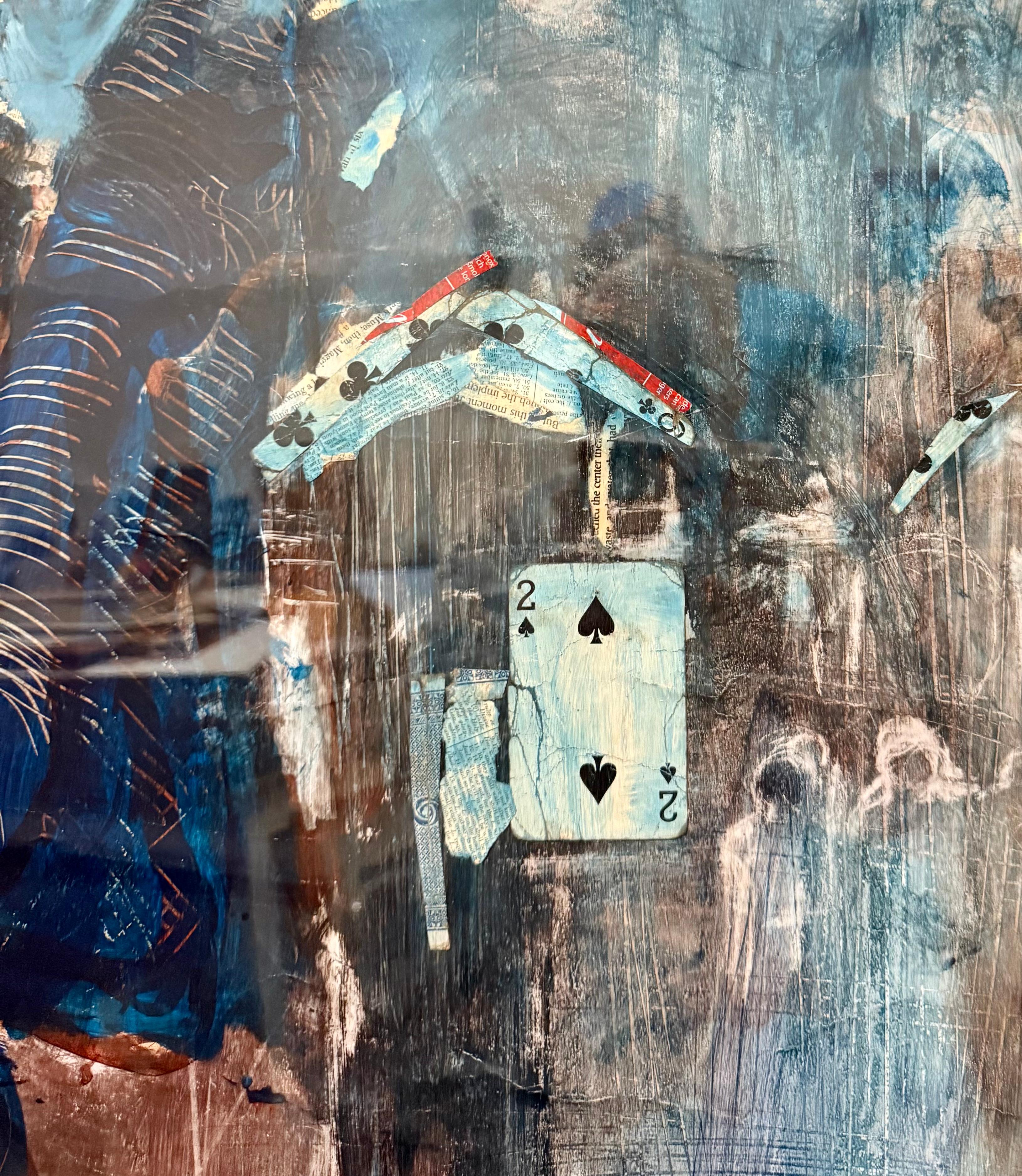 Gran Pintura Collage de Naipes Africanos Mercy Moyo Mujer Artista de Zimbabue en venta 7