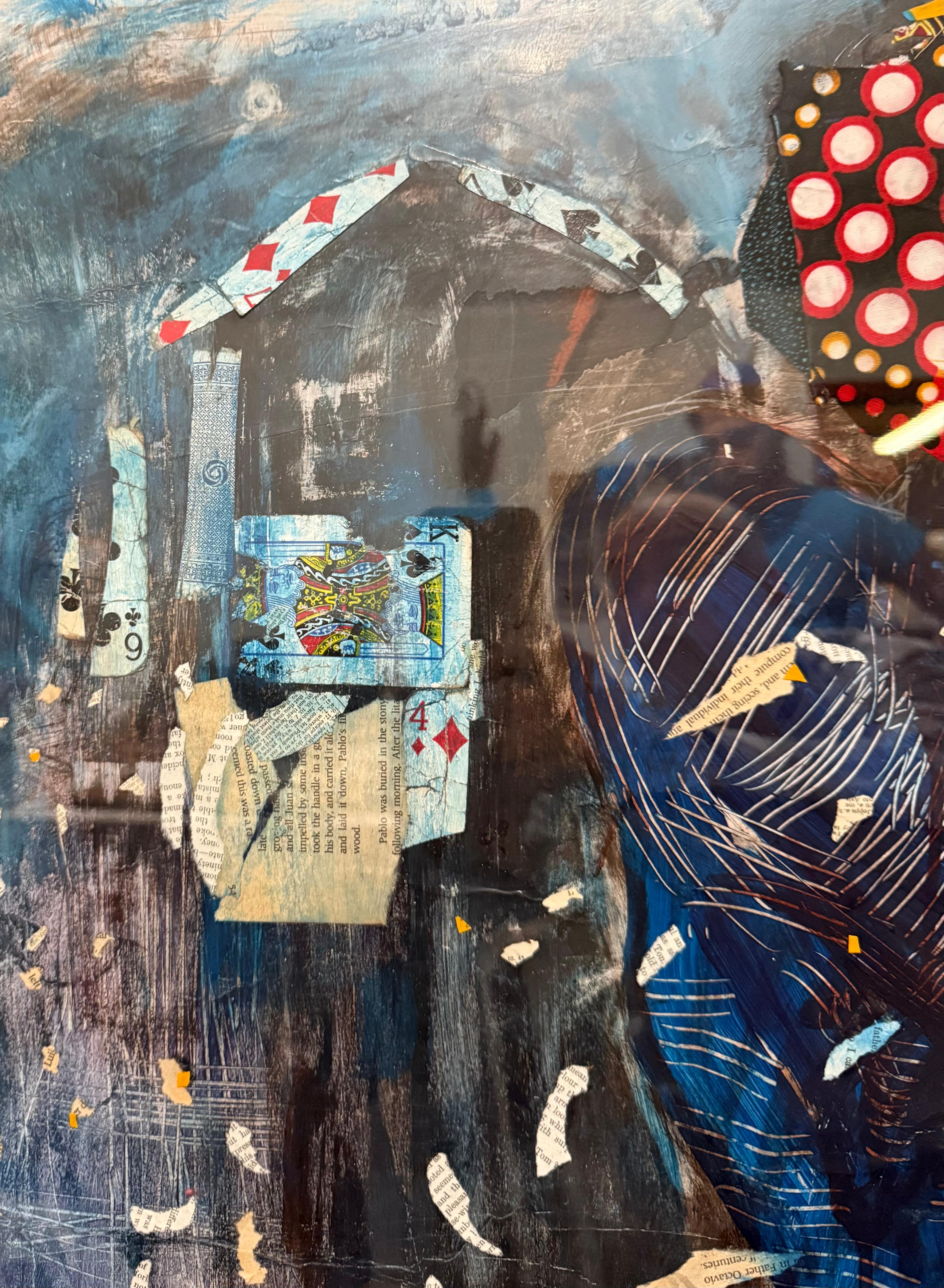 Gran Pintura Collage de Naipes Africanos Mercy Moyo Mujer Artista de Zimbabue en venta 8