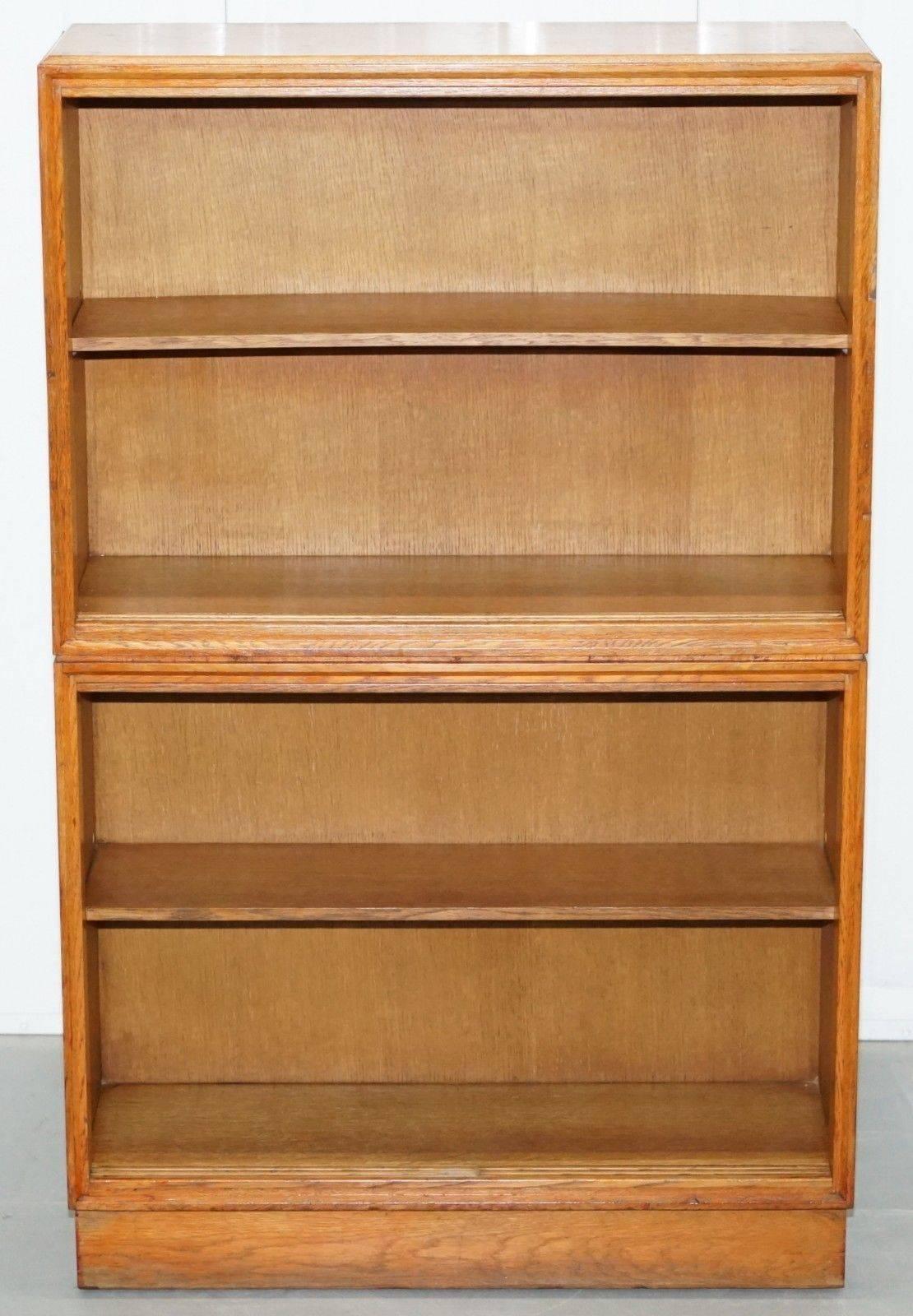 British Meredew Furniture Mid-Century Modern Light Oak Stacking Bookcase Made in England