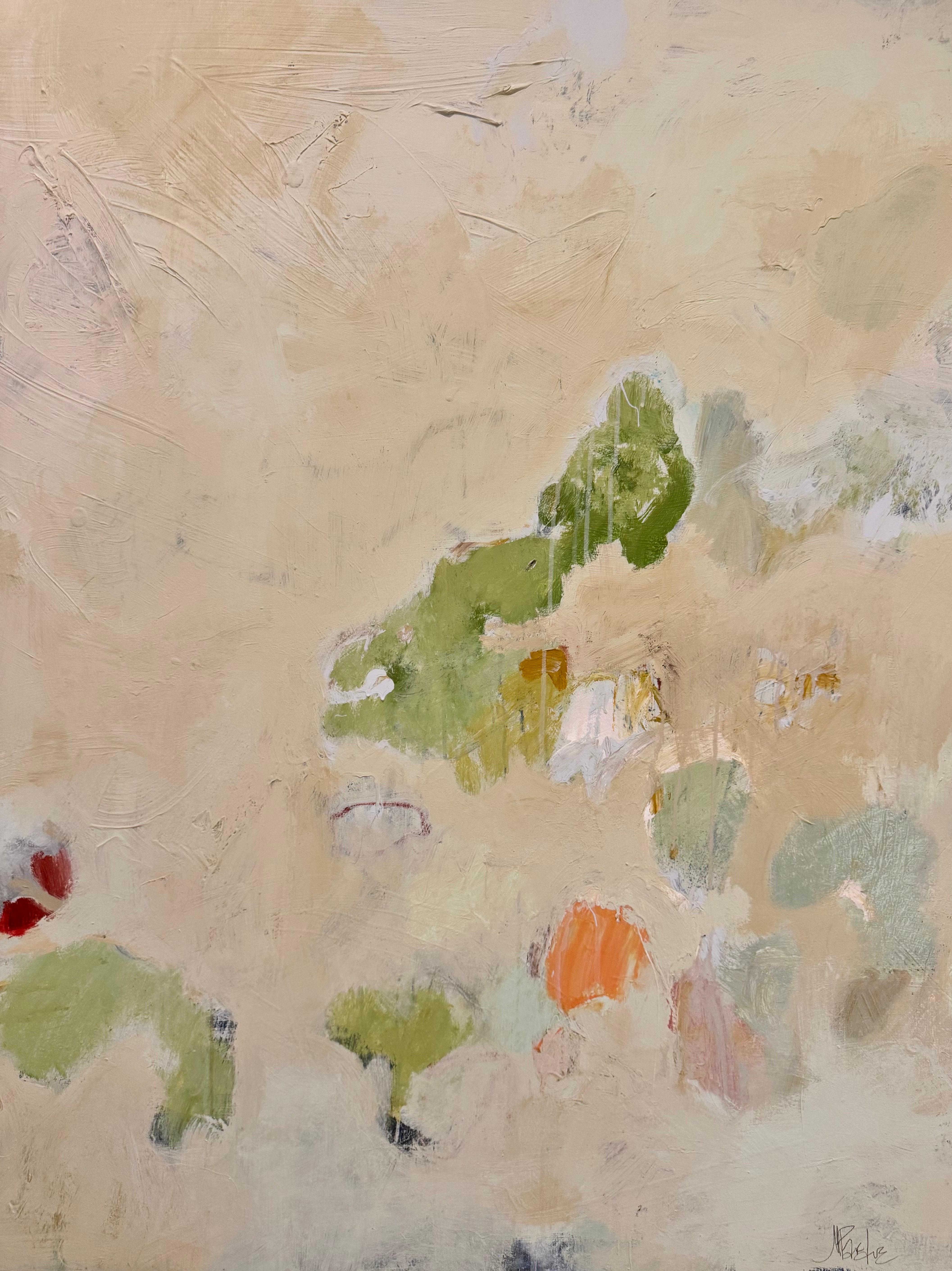 Abstract with Green, Orange, and Red - Painting by Meredith Pardue