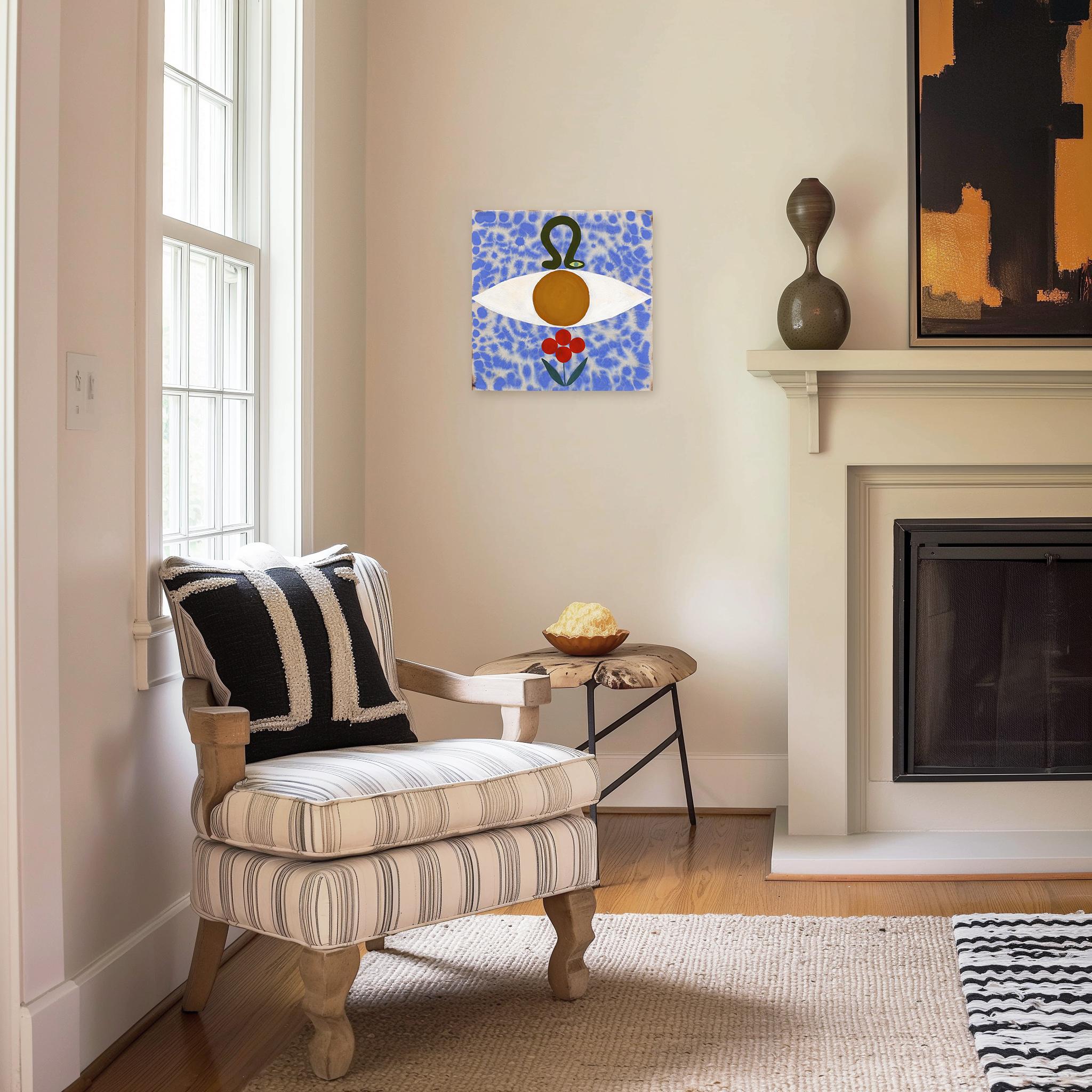 Memory Stack I - Peinture florale abstraite moderne inspirée de l'art populaire sur toile brute en vente 1