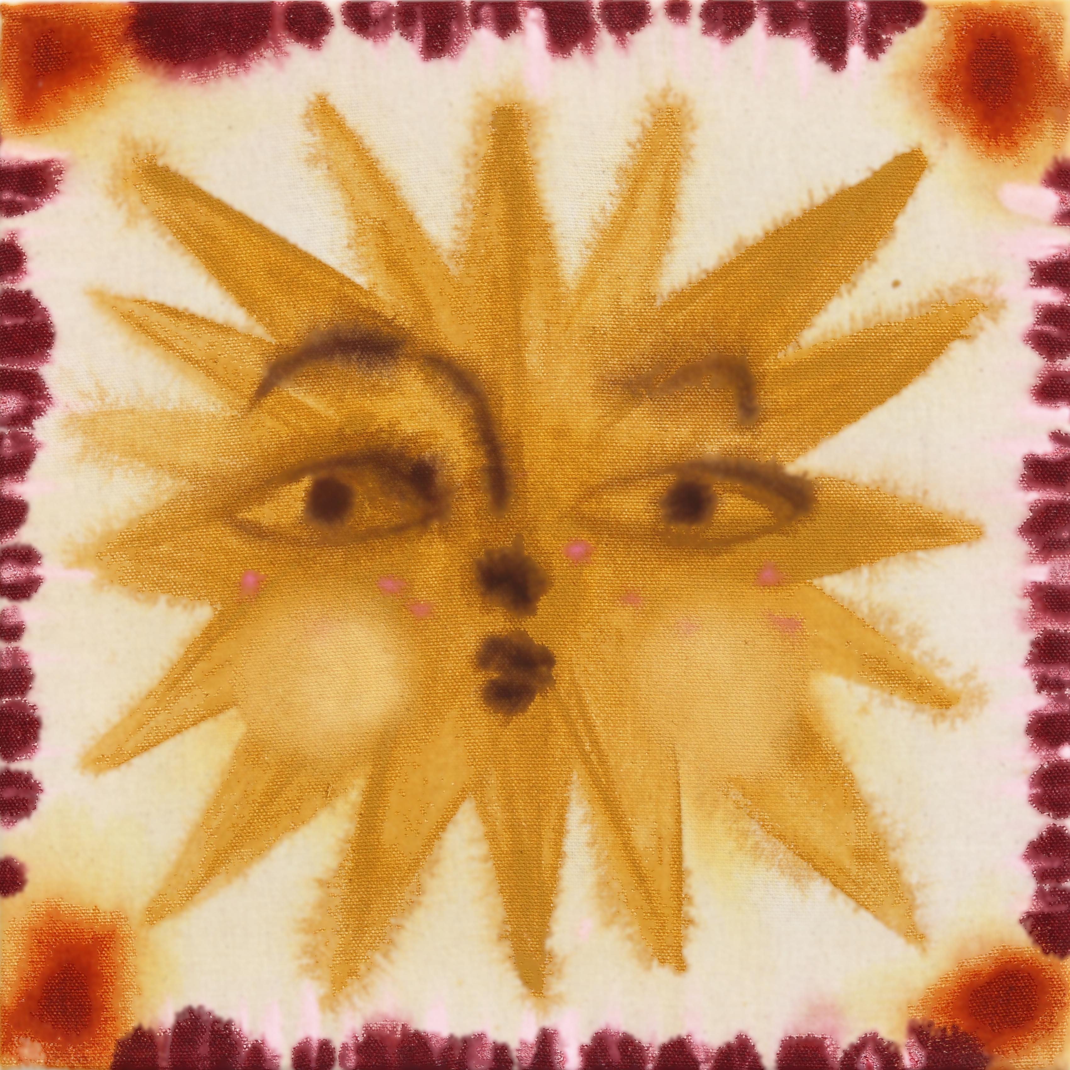 Sun No.11 - Abstract Folk Art Inspired Figurative Mixed Media Painting on Canvas