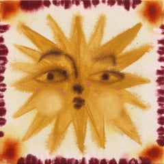 Sun No.11 - Abstract Folk Art Inspired Figurative Mixed Media Painting on Canvas