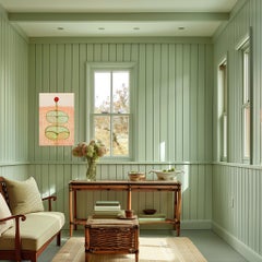 A Single Bud - Abstract Contemporary Folk Art Inspired Painting on Raw Canvas