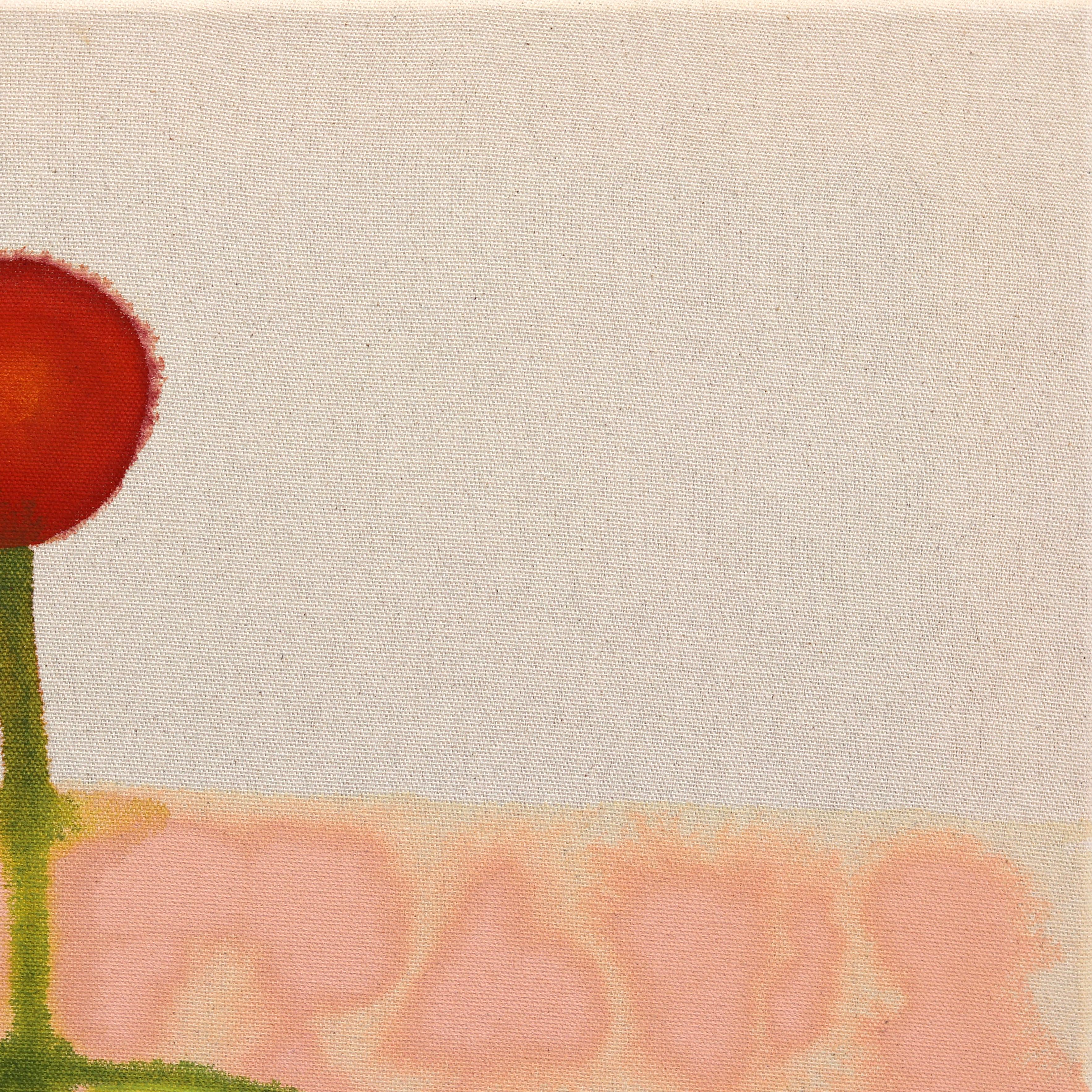 A Single Bud - Abstract Contemporary Folk Art Inspired Painting on Raw Canvas en vente 2