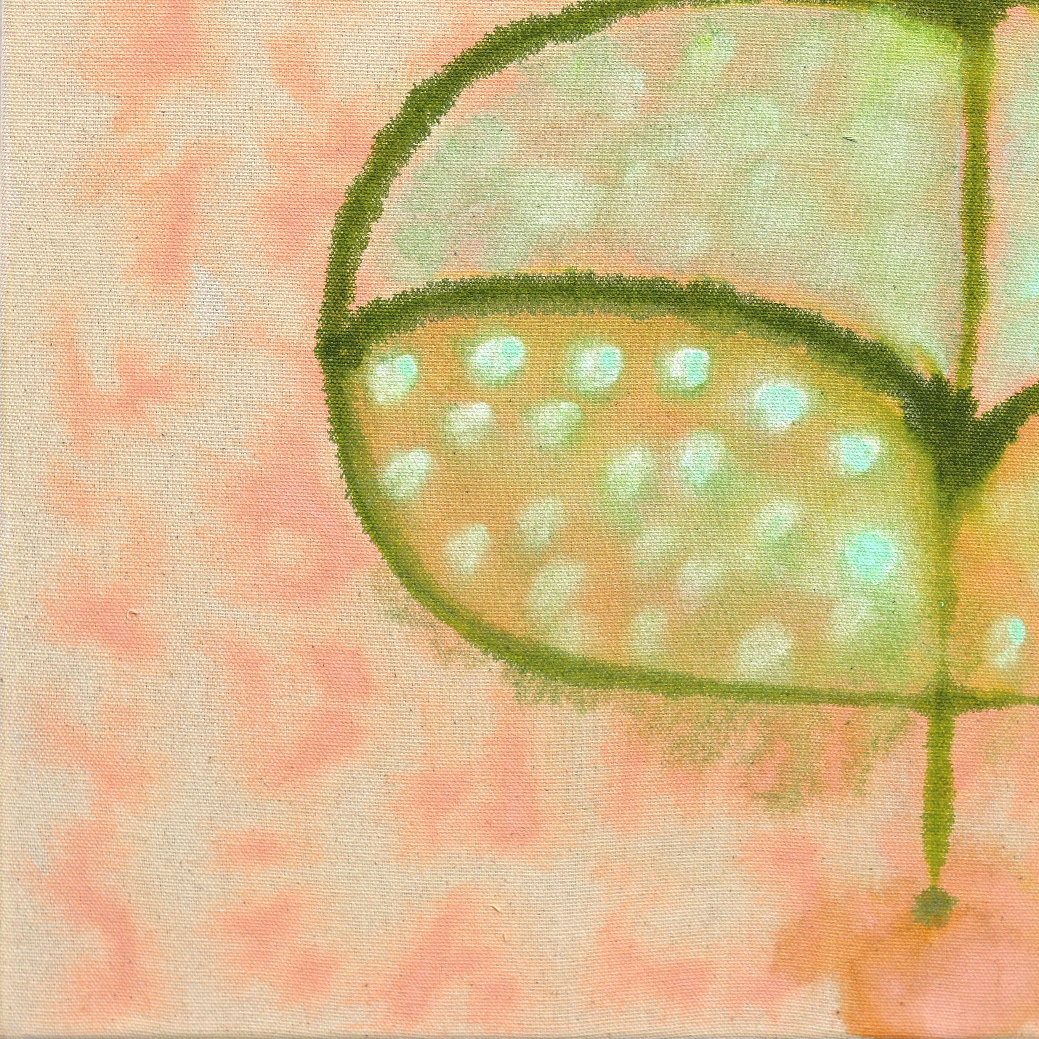 A Single Bud - Abstract Contemporary Folk Art Inspired Painting on Raw Canvas en vente 4