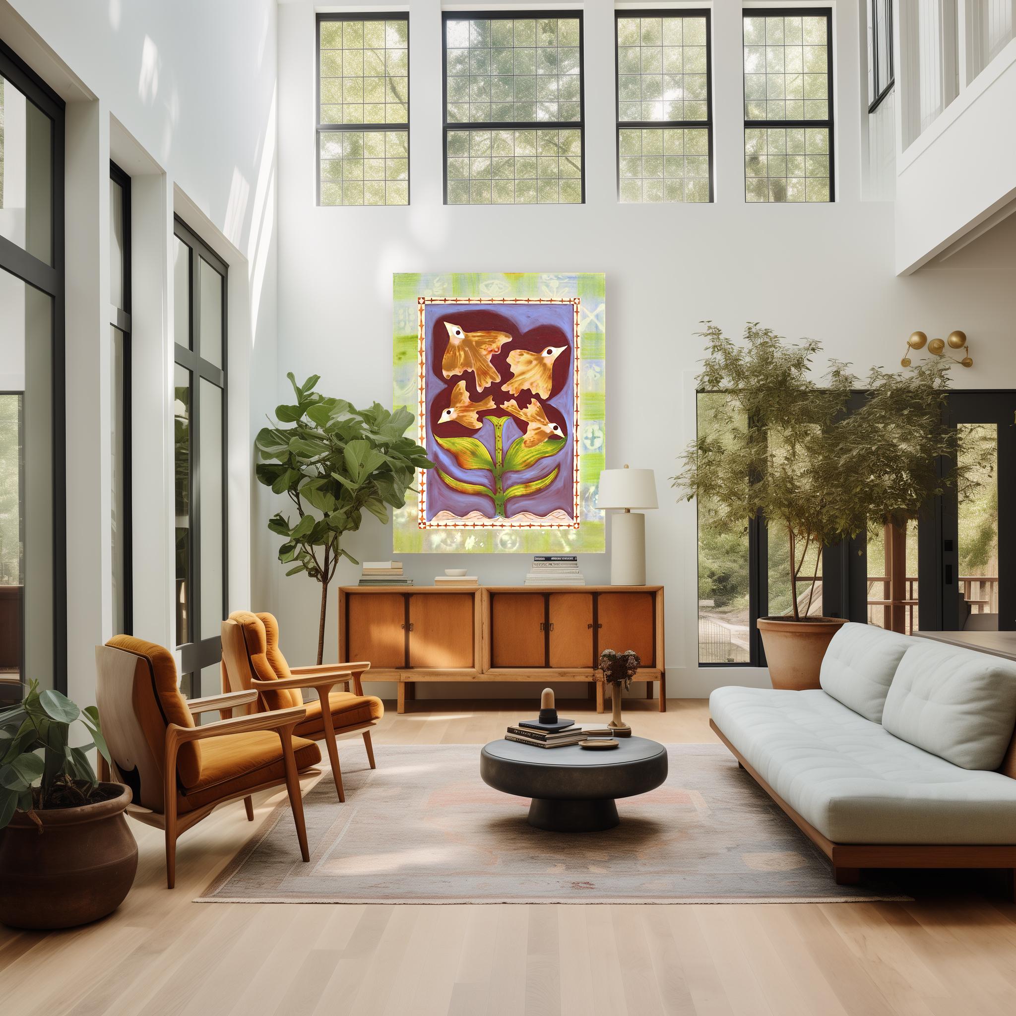 Todos los seres vivos - Pintura sobre lienzo abstracta inspirada en el arte popular contemporáneo en venta 1