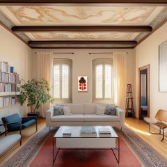 Trifoglio punteggiato - Pittura botanica astratta di ispirazione folkloristica su tela grezza