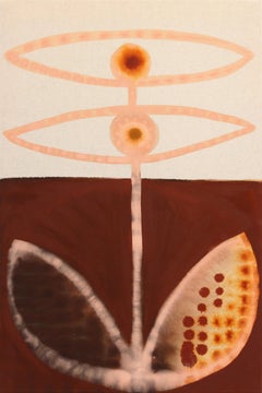 Seeing Bloom - Peinture abstraite contemporaine inspirée de l'art populaire sur toile brute