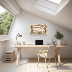 Lièvre sauvage - Peinture abstraite contemporaine sur toile inspirée de l'art populaire et animalier