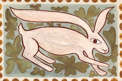 Wild Hare - Abstract Contemporary Folk Art Inspired Animal Painting on Canvas
