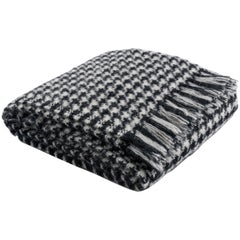 Mereka Houndstooth Mohair Throw in Black and White Mohair by CuratedKravet