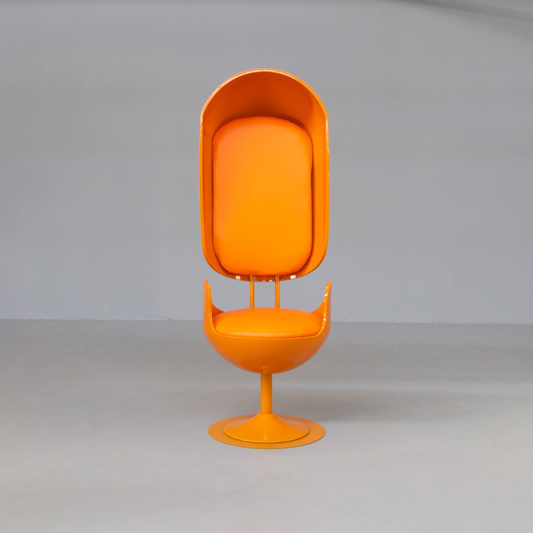Merel Bekking, 30, graduated from Utrecht School of the Arts with a degree in product design in 2011. She began her own studio in 2012 and is currently based in north Wales in the UK. This beautiful and rare orange swivel chair was designed by Merel