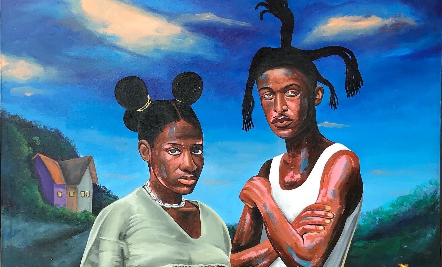 2 Maintenant 1 -21ème siècle, Contemporain, Figuratif, Paysage, Couple, Nature, Amour - Painting de Merenini Williams