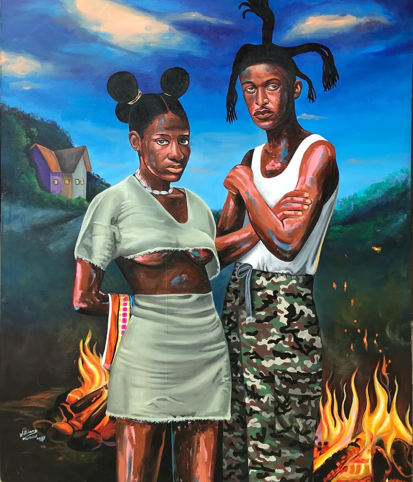 2 Now 1 -21st Century, Contemporary, Figurative, Landscape, Couple, Nature, Love