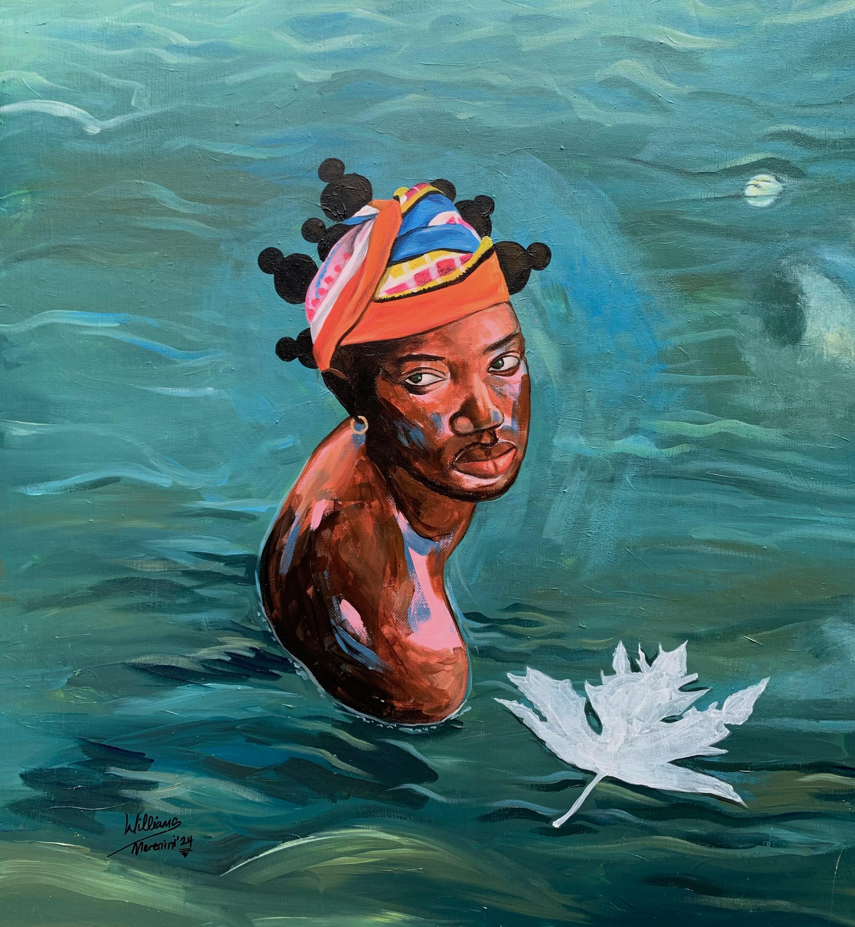Interior Painting di Merenini Williams - Dio, Guarda giù - 21° secolo, Contemporaneo, Ritratto figurativo, Donne, Oceano