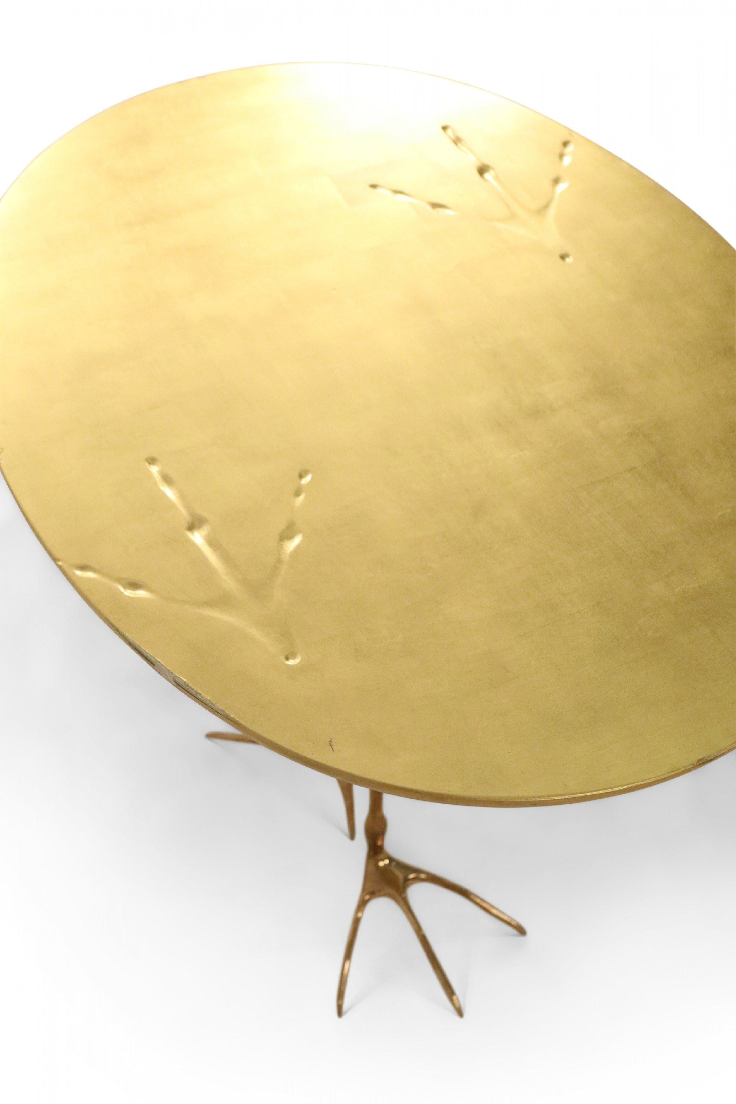 Meret Oppenheim Mid-Century Gilt Metal Bird Foot End Table For Sale 3