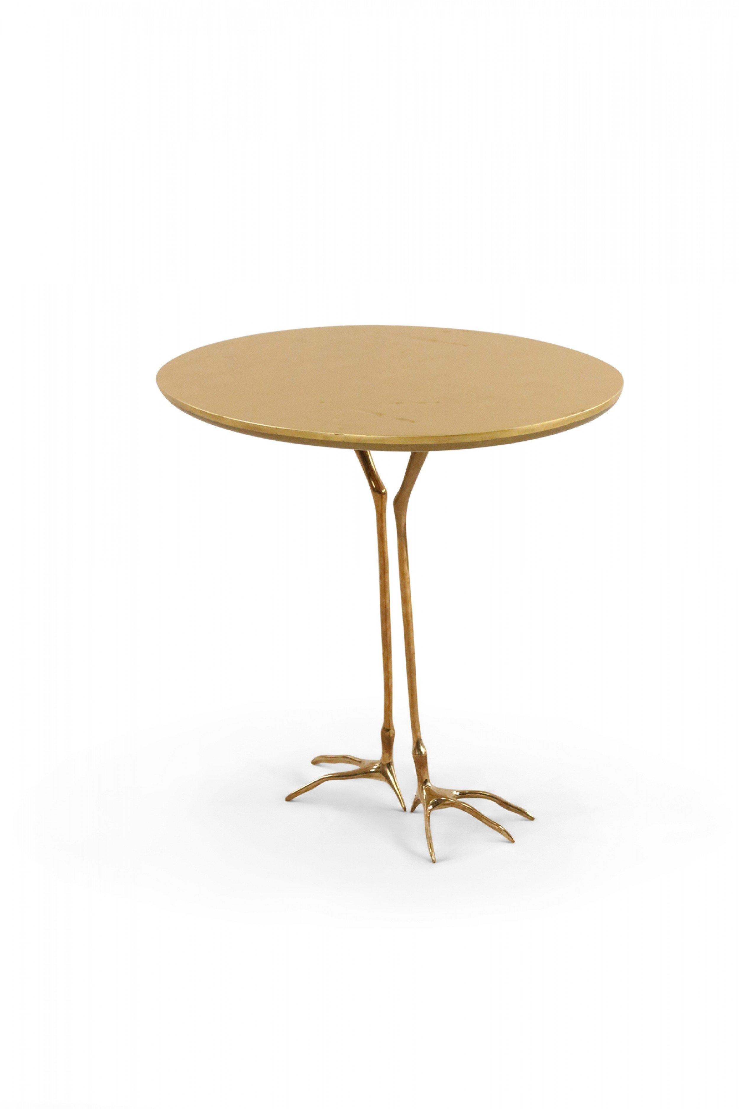 Meret Oppenheim Mid-Century Gilt Metal Bird Foot End Table In Good Condition For Sale In New York, NY