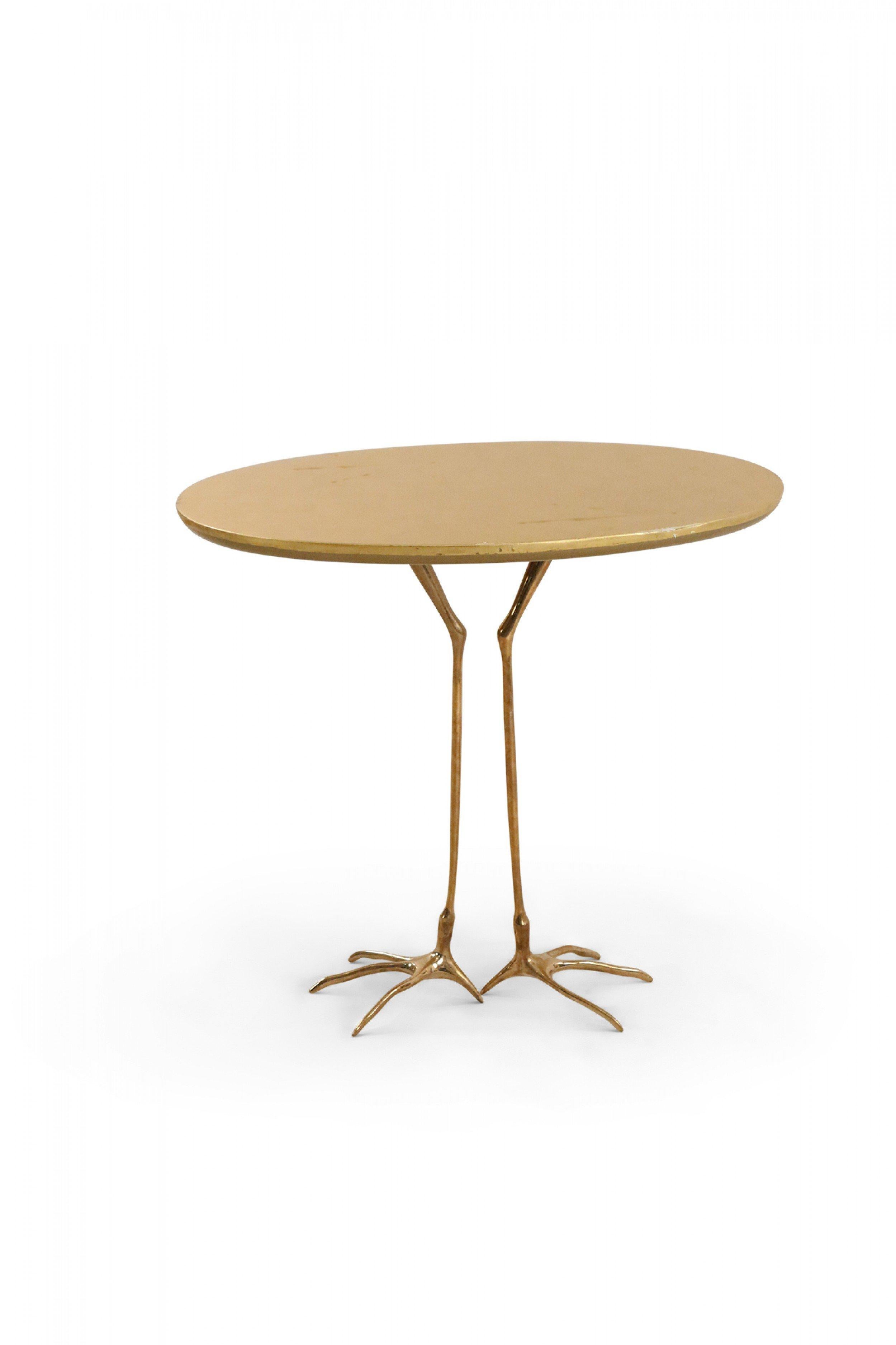 20th Century Meret Oppenheim Mid-Century Gilt Metal Bird Foot End Table For Sale