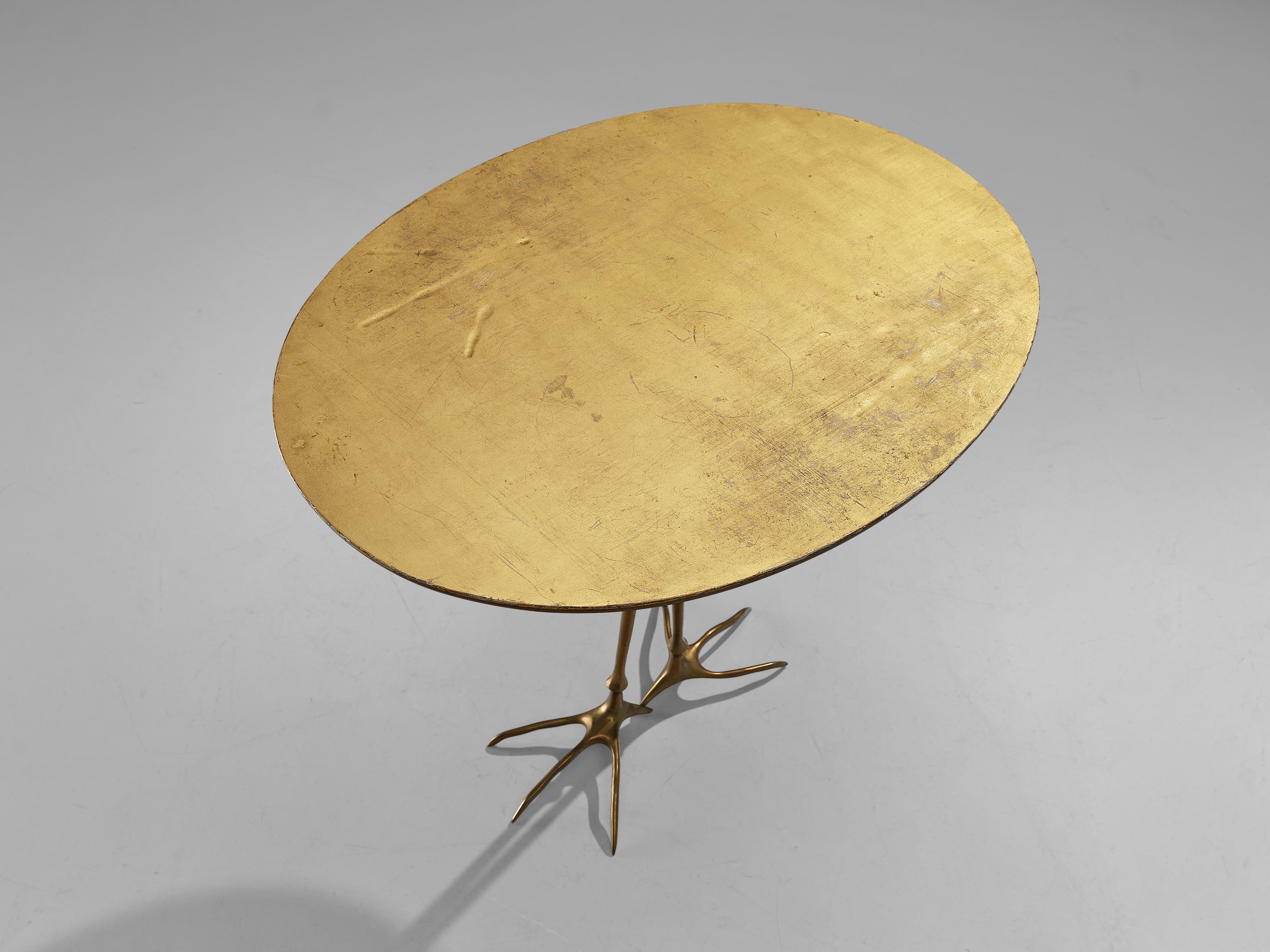 Meret Oppenheim 'Traccia' Coffee Table in Gilded Wood and Brass  4